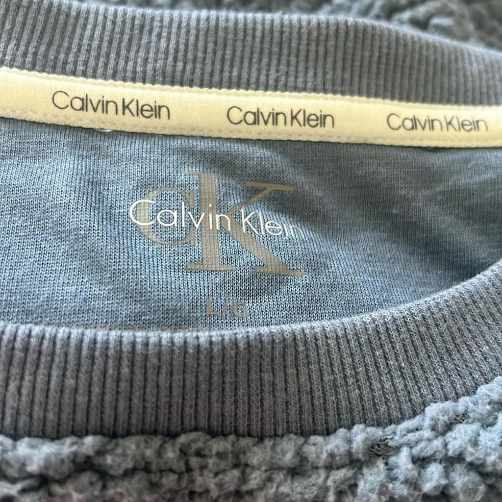 NEW Calvin Klein Sherpa Pullover in Blue, Size L New without Tag