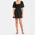 NWT Faithfull the Brand Marinelli Smocked Minidress, Black Size 6 (Sold Out)