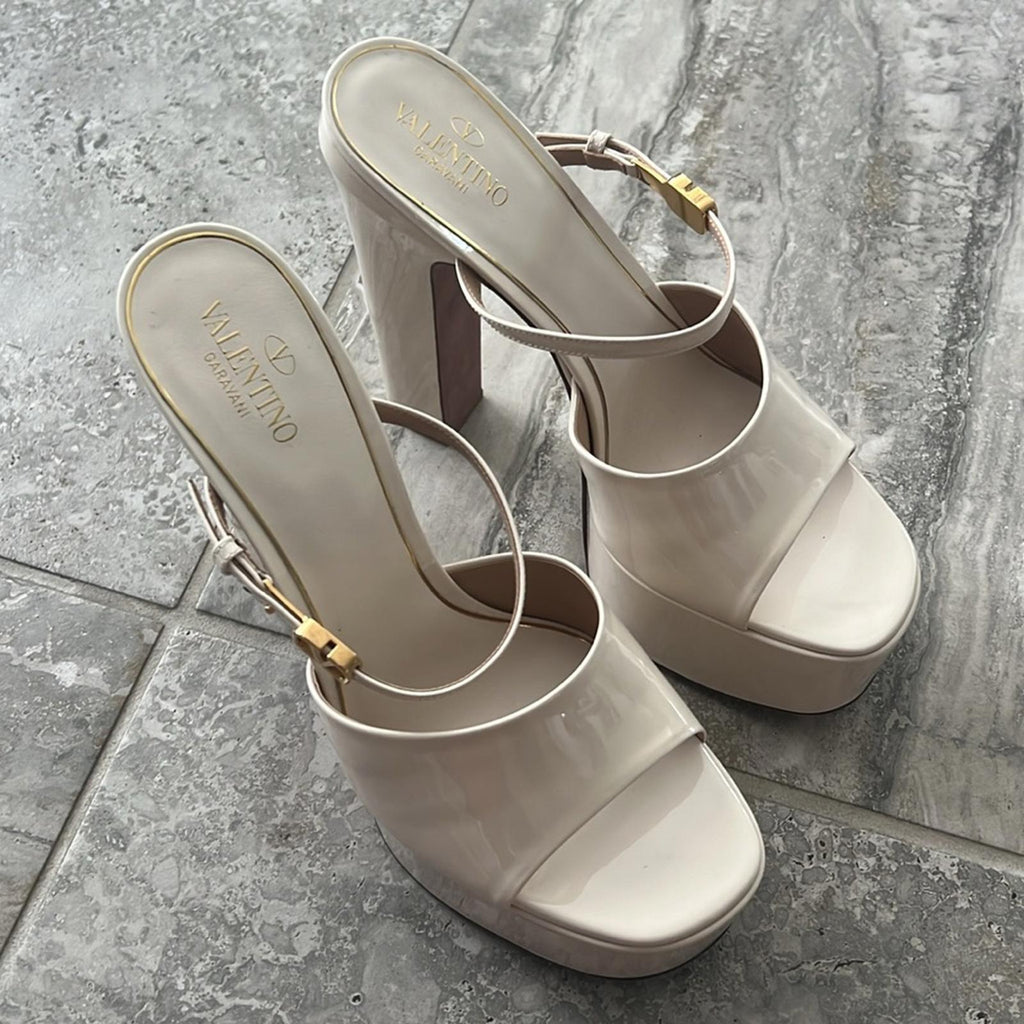 Valentino Garavani Patent High Heel Platform Slides, Size 41 New in Box $1,200