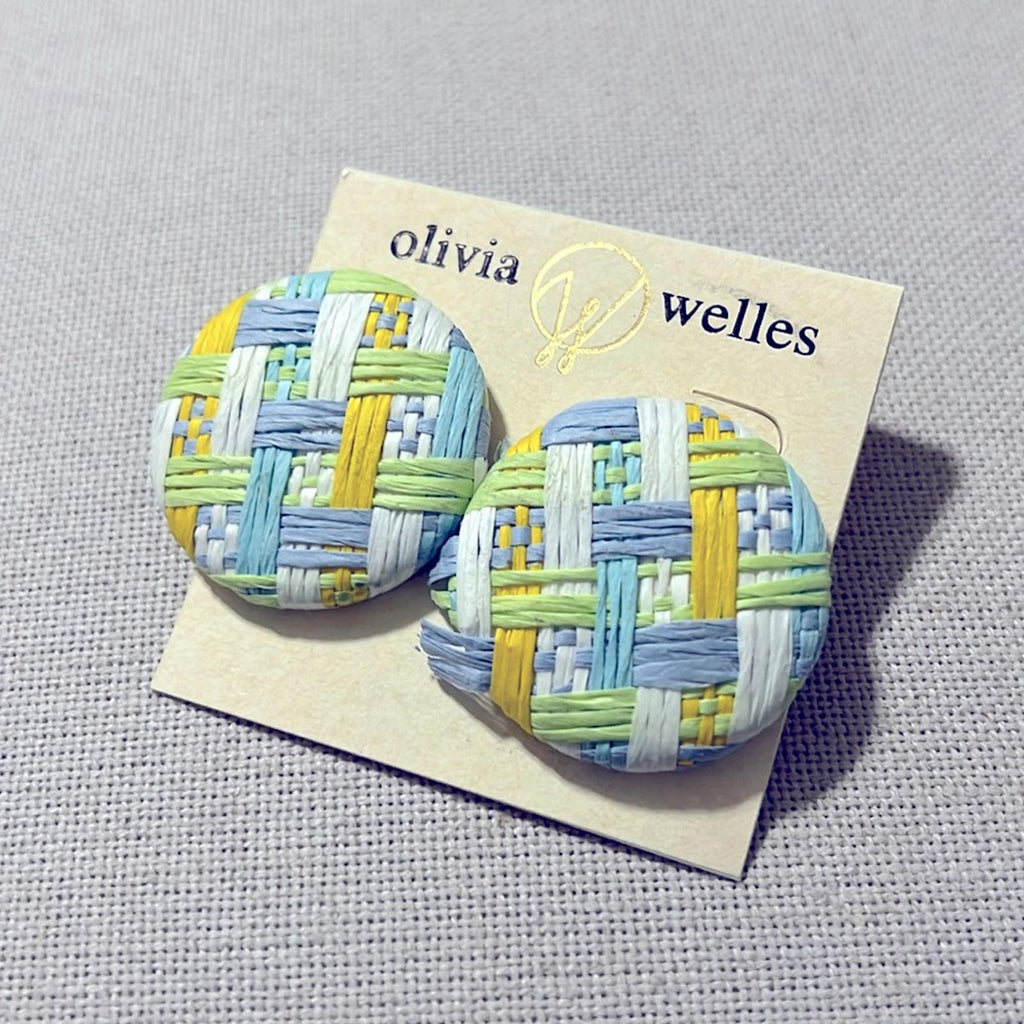 Olivia Welles Woven Round Button Stud Earrings, New with Tag