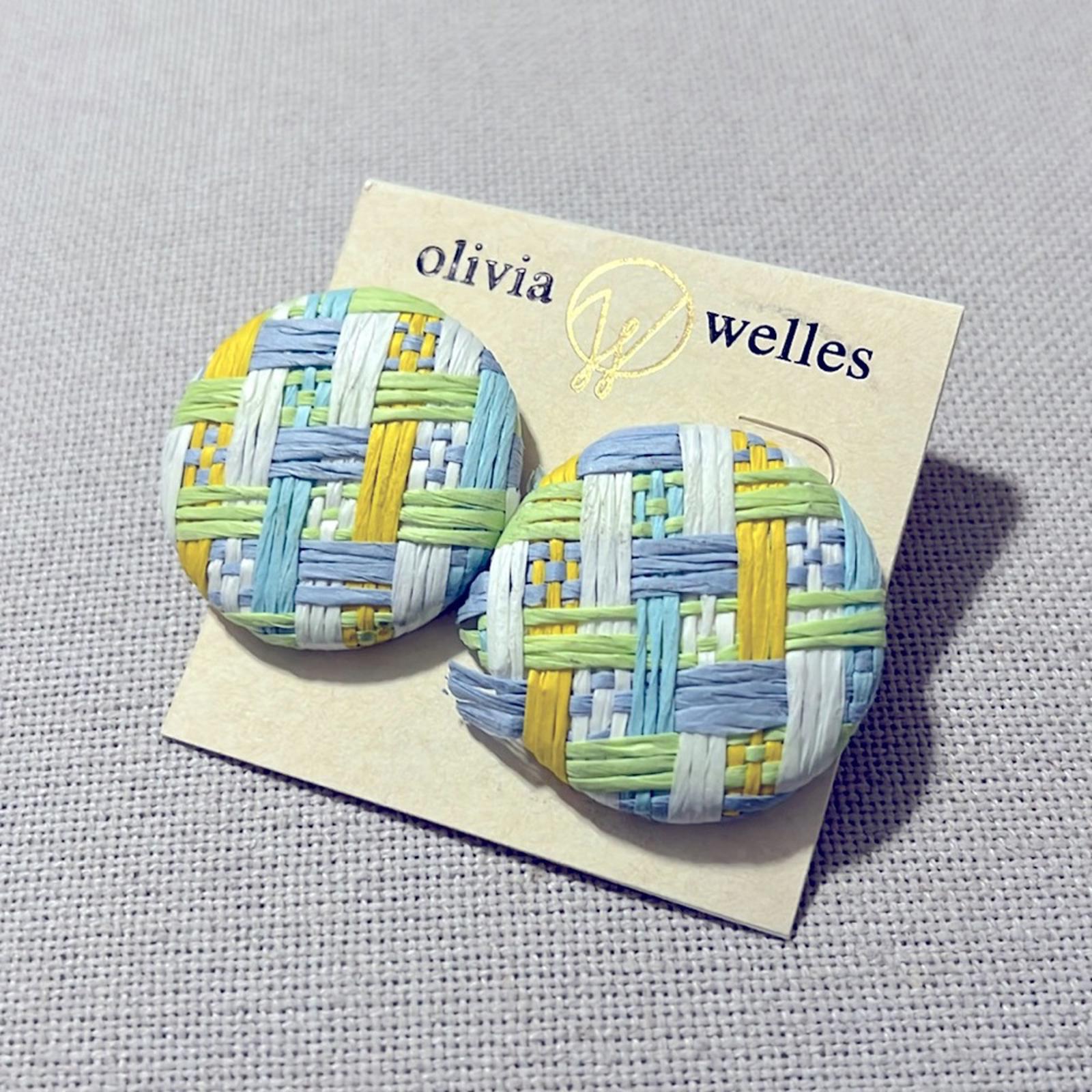 Olivia Welles Woven Round Button Stud Earrings, New with Tag