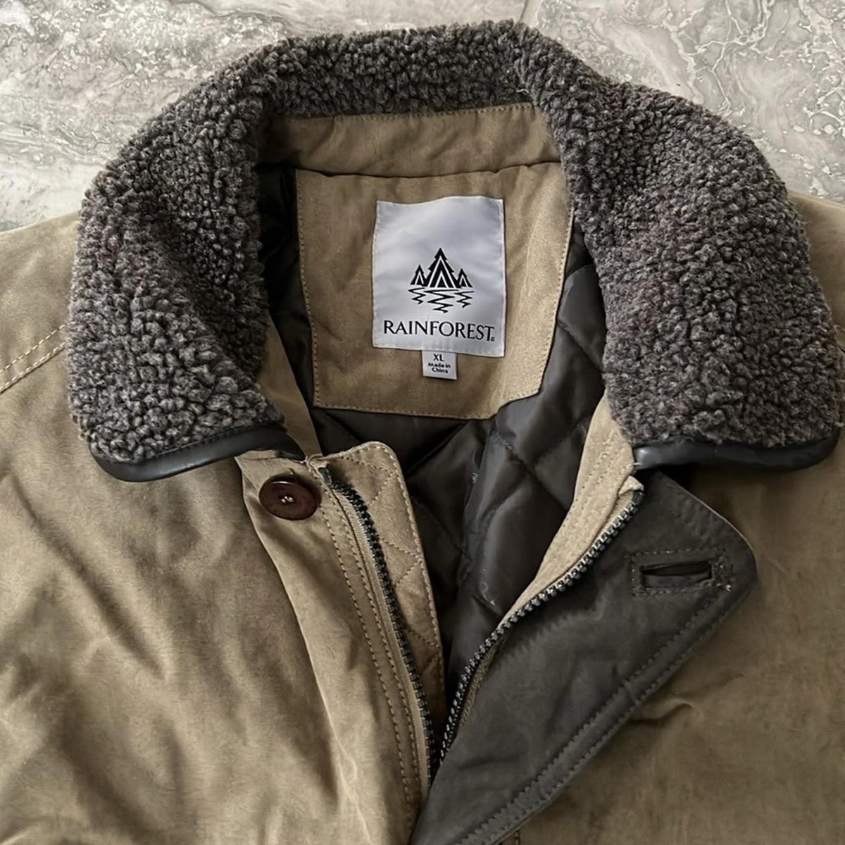 Rainforest Micro Oxford Bomber Jacket in Tobac, Size XL New w/Tag