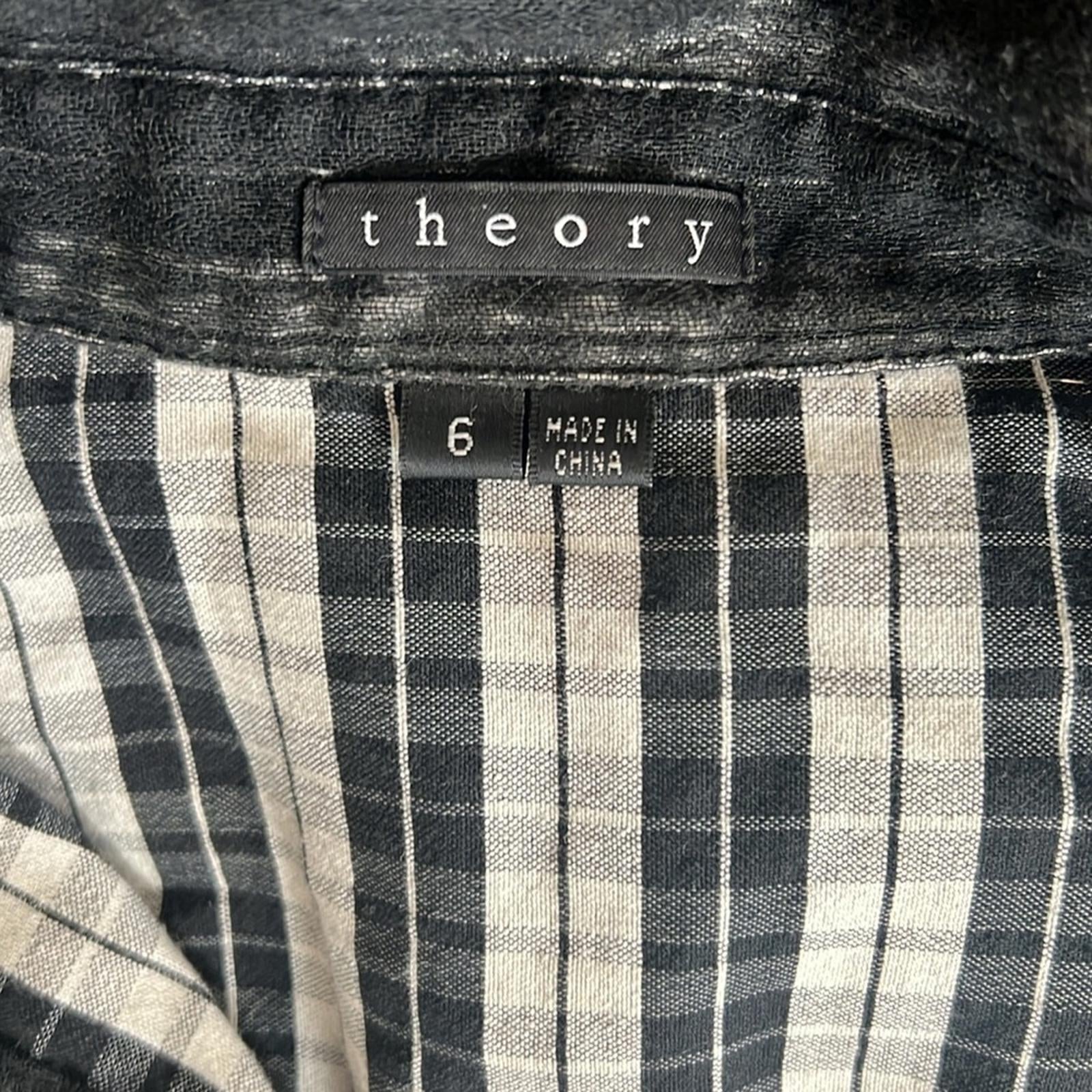 Theory Cacey Black Plaid Tiered Dress in Black & White, Size 6 EXCELLENT $395