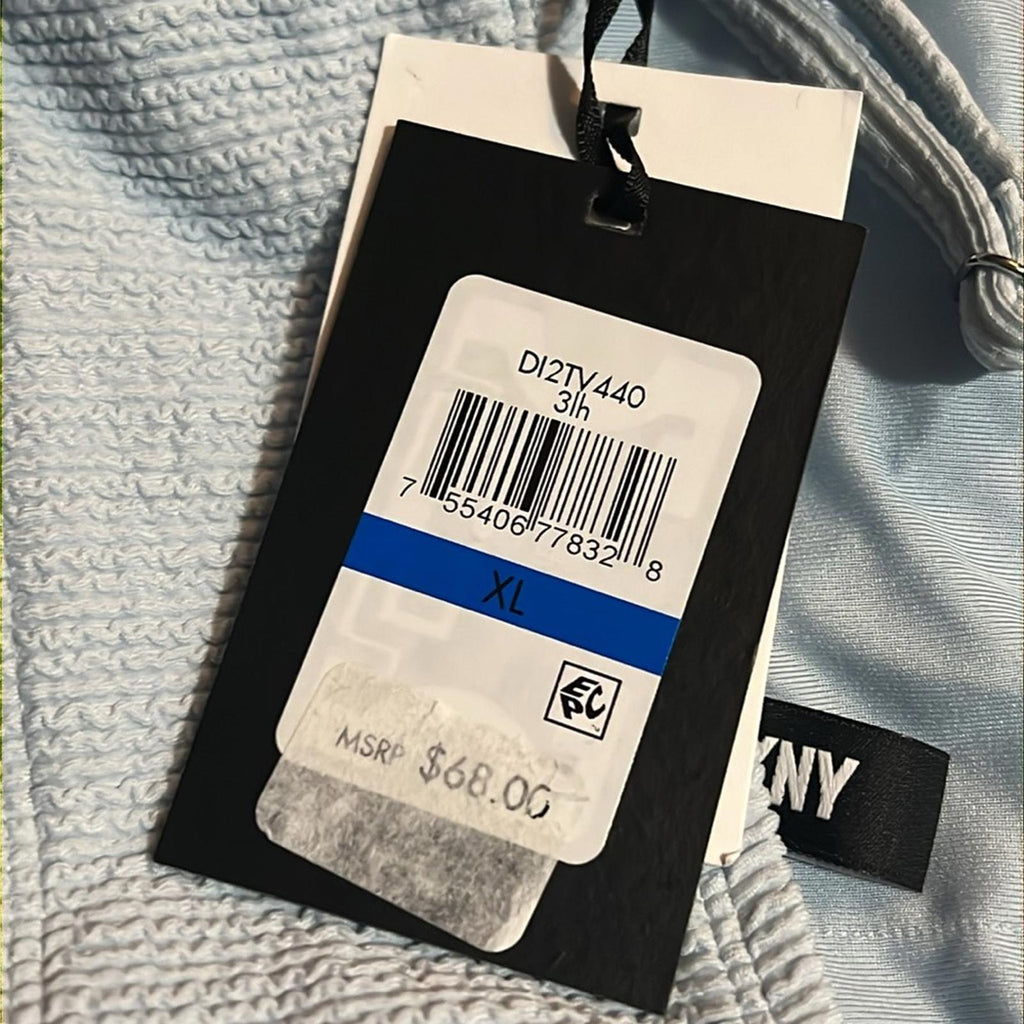 DKNY Ribbed Solid Bikini Swim Top Separates in Light Blue, Size XL NEW w/Tag