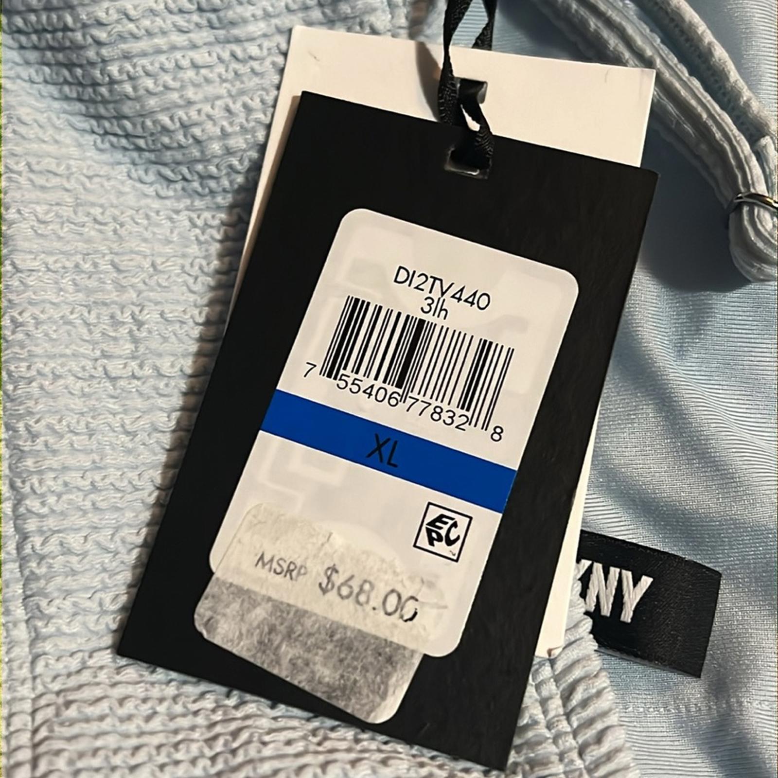 DKNY Ribbed Solid Bikini Swim Top Separates in Light Blue, Size XL NEW w/Tag
