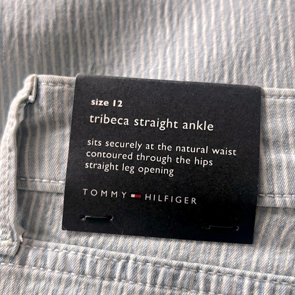Tommy Hilfiger Tribeca Striped Straight-Leg Ankle Jeans in Railroad Stripe, NWT