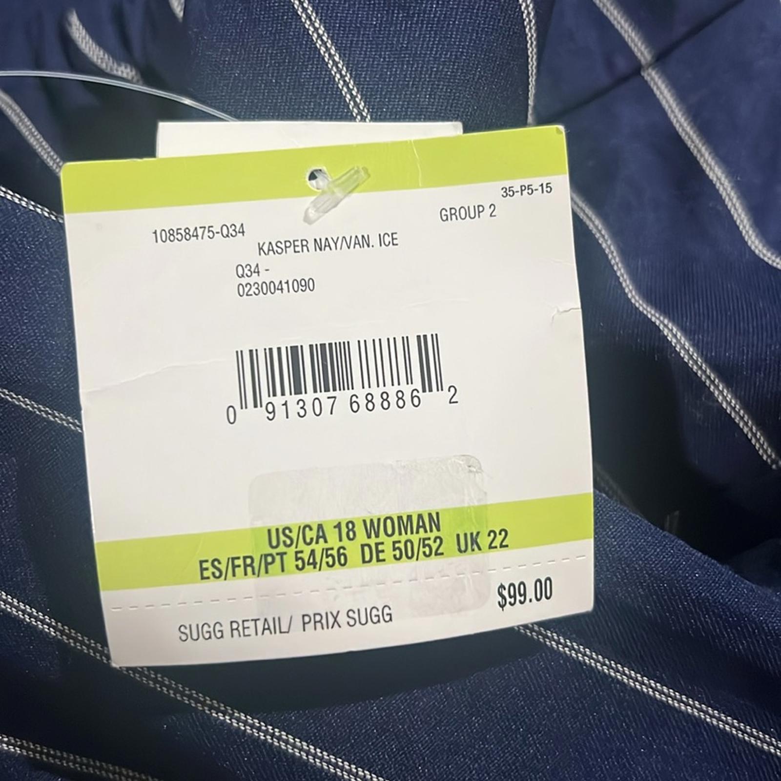 Kasper Plus Size Pinstriped Mid-Rise Straight-Leg Pants, NWT, Size 18W