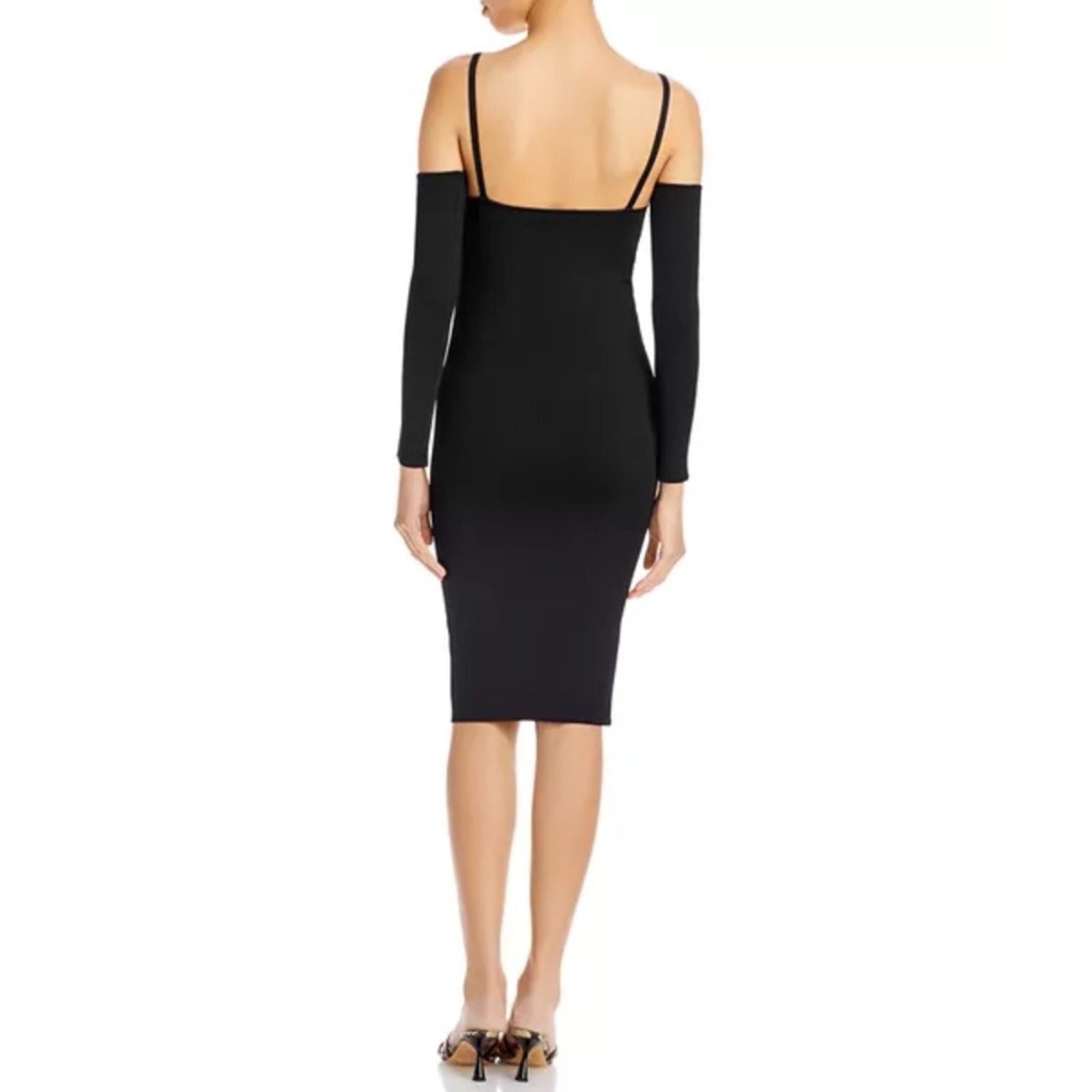 Alice+Olivia Evia Fitted Spaghetti Strap Dress in Black, Size L NWT Retail $465