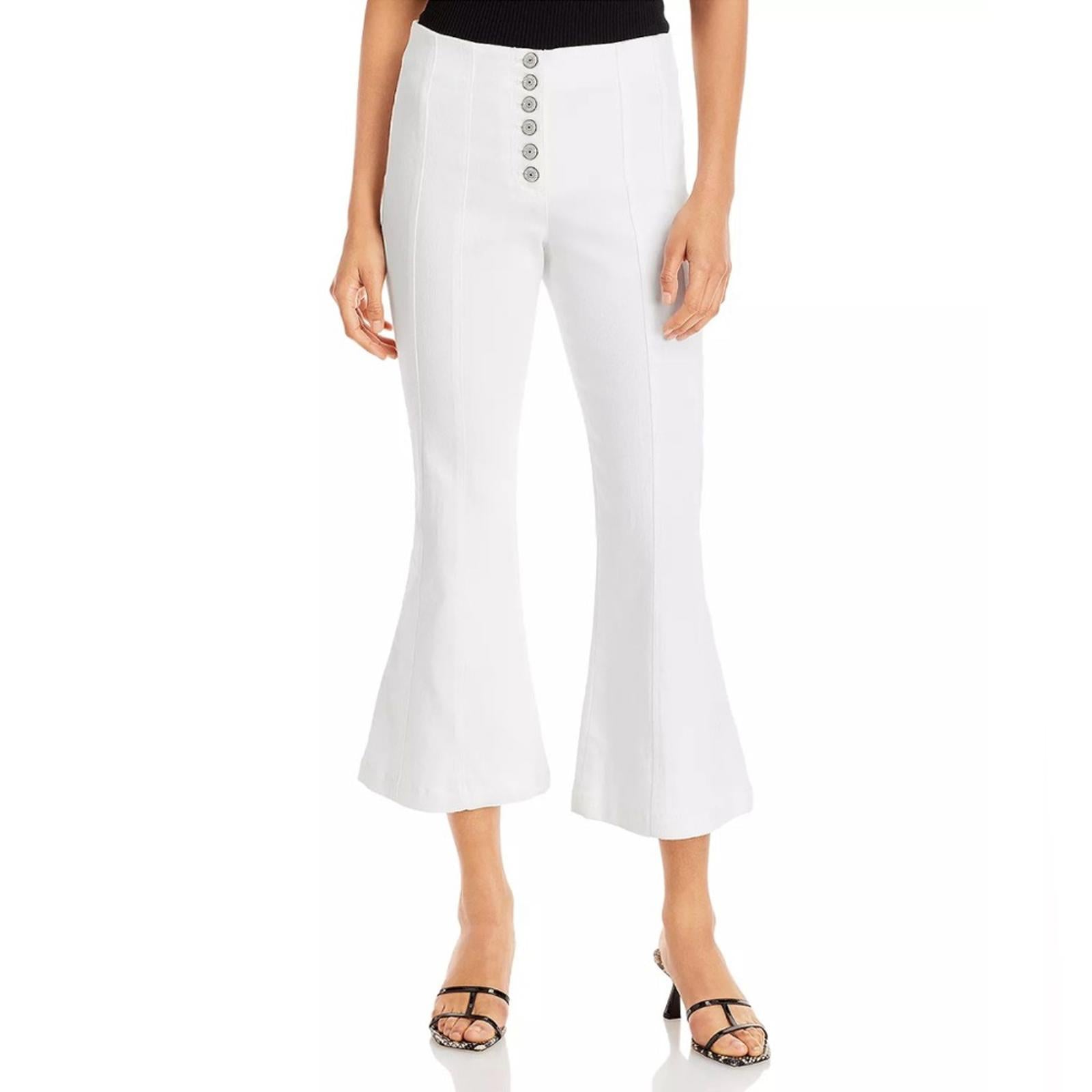 NEW Cinq à Sept Meryl Cropped Flare Leg Jeans in White, Size 12 New w/Tag