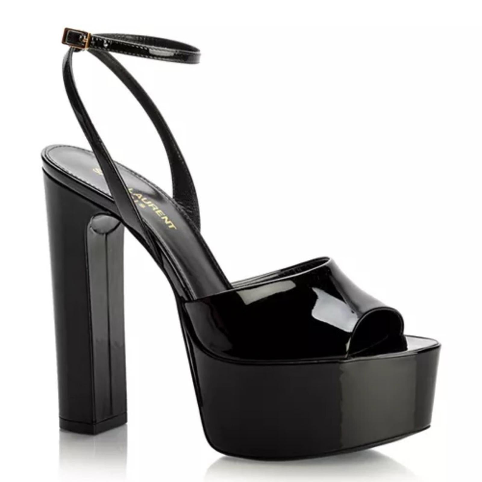 Saint Laurent Jodie Platform High Heel Sandals Black, Size 40 (SV 701788) NWT