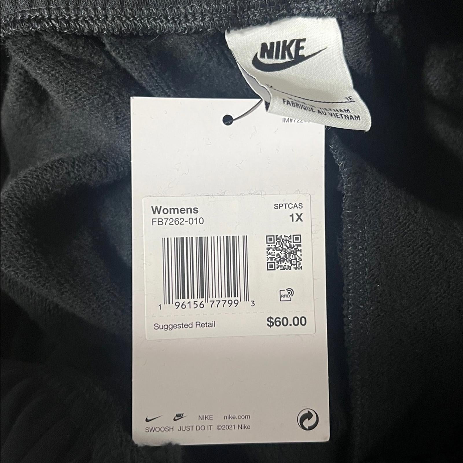 Nike Sportswear Club Fleece Mid-Rise Wide-Leg Sweatpants in Black, Size 1X, NEW