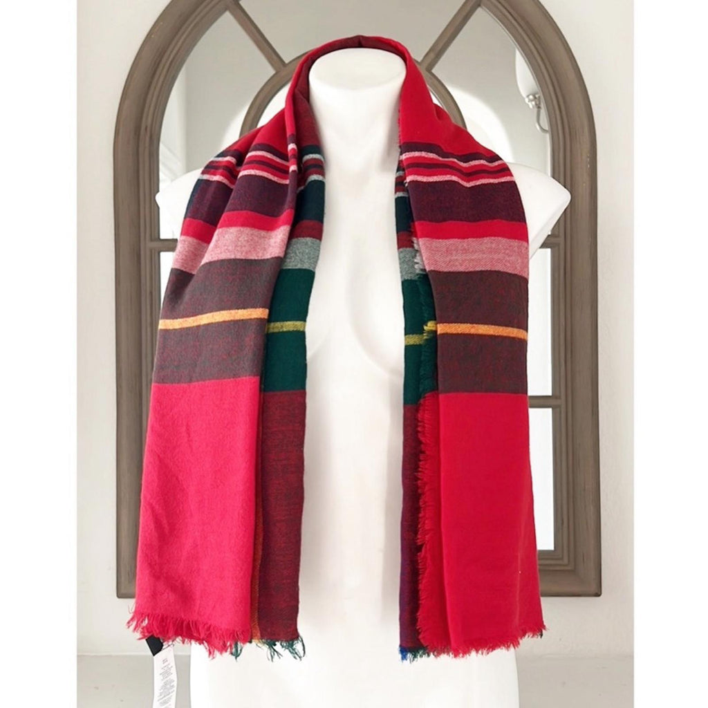 Lauren Ralph Lauren Woven Scarf, Red Plaid 126cm x 126cm NEW