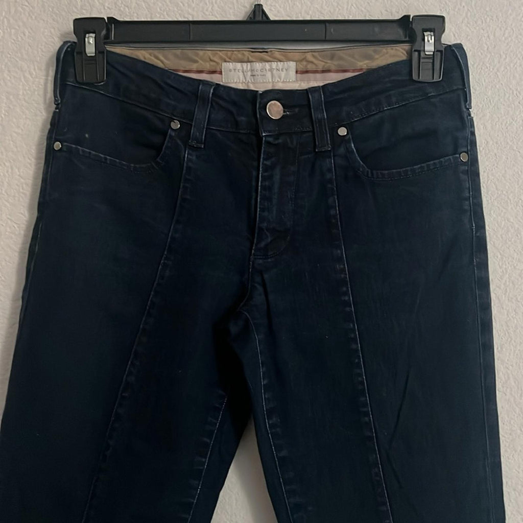 Stella McCartney Seamed Dark Wash Flare Mid-Rise Jeans, Size 26