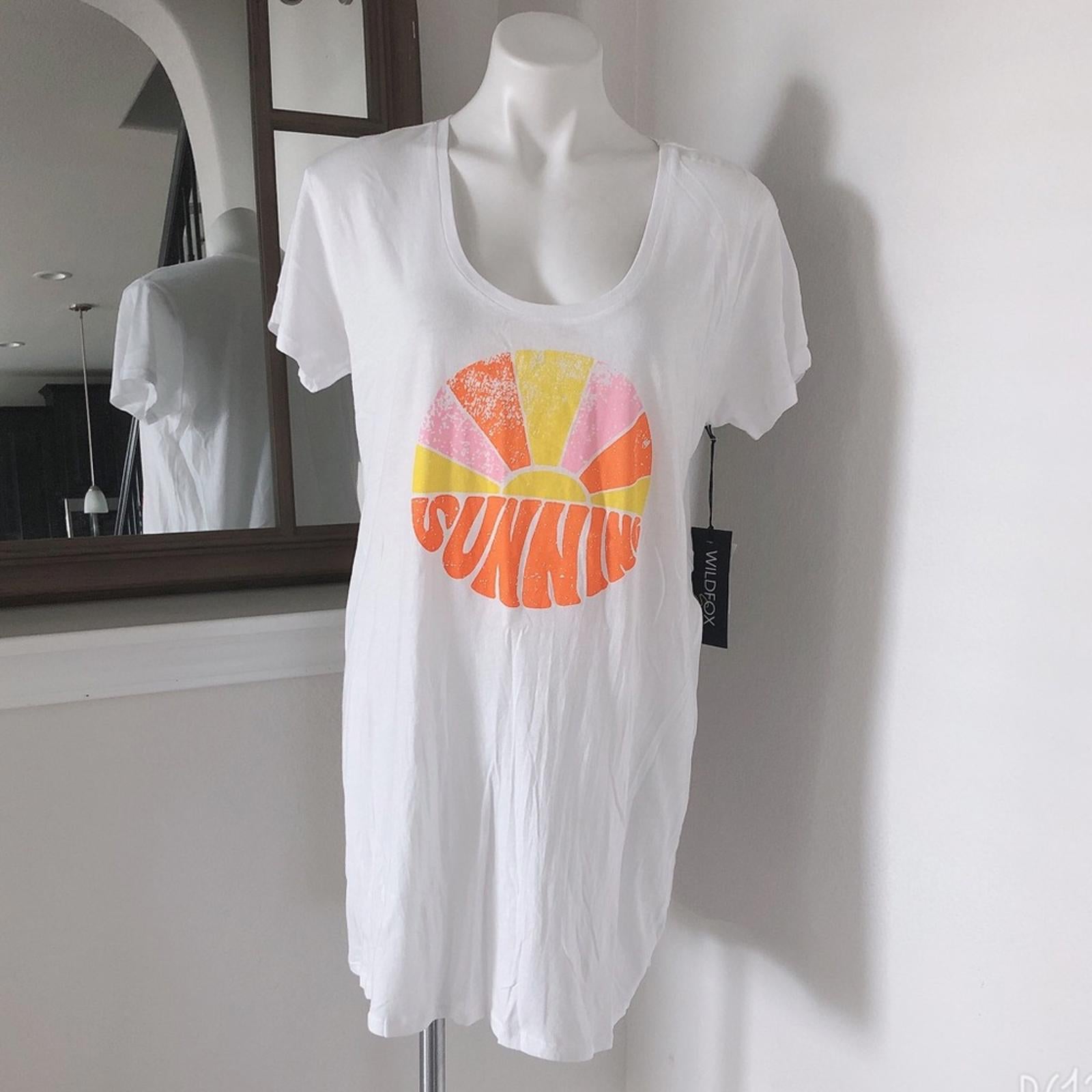 Wildfox Sun Scoop Neck Swim Coverup in White, Dress Beach Size M New w/Tag