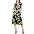 NWT Robbie Bee Petite Side-Ring Dress, Navy Lime Size M New w/Tag Retail $69