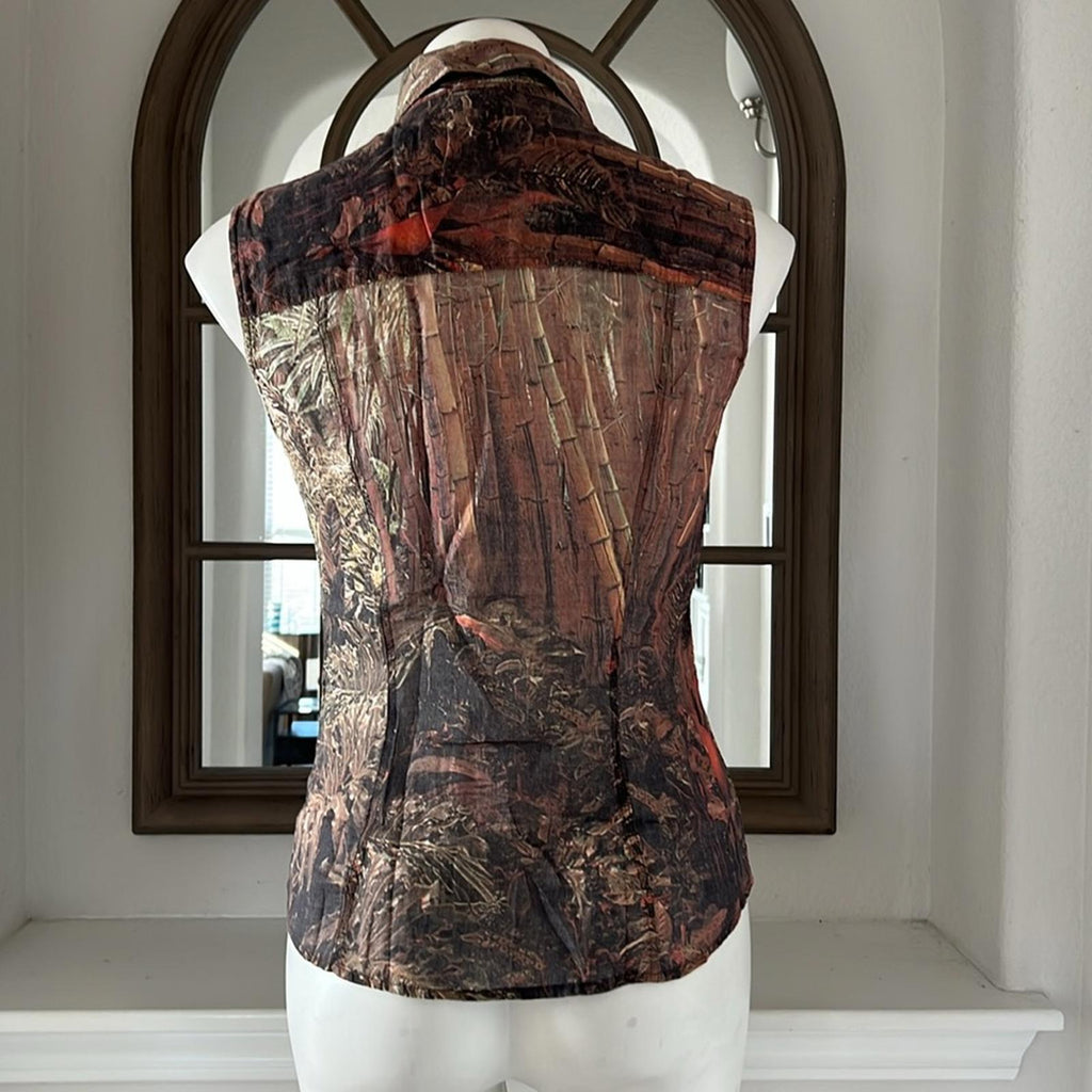 Dolce & Gabbana Camouflage Printed Sleeveless Button Up Blouse Size M EXCELLENT