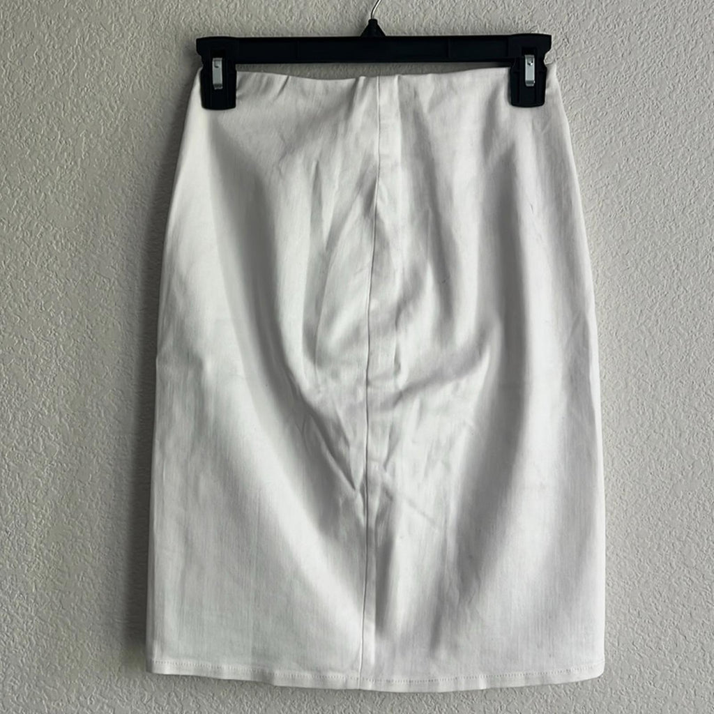 L'Agence Brandy Pull On Pencil Skirt in Coated White, NWT, Size XS $235