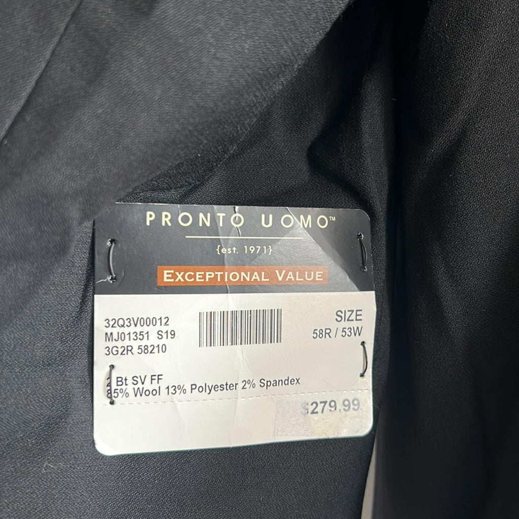 Pronto Uomo Wool Blend Blazer, Black Size 58R /53W New with Tag Retail $279.99