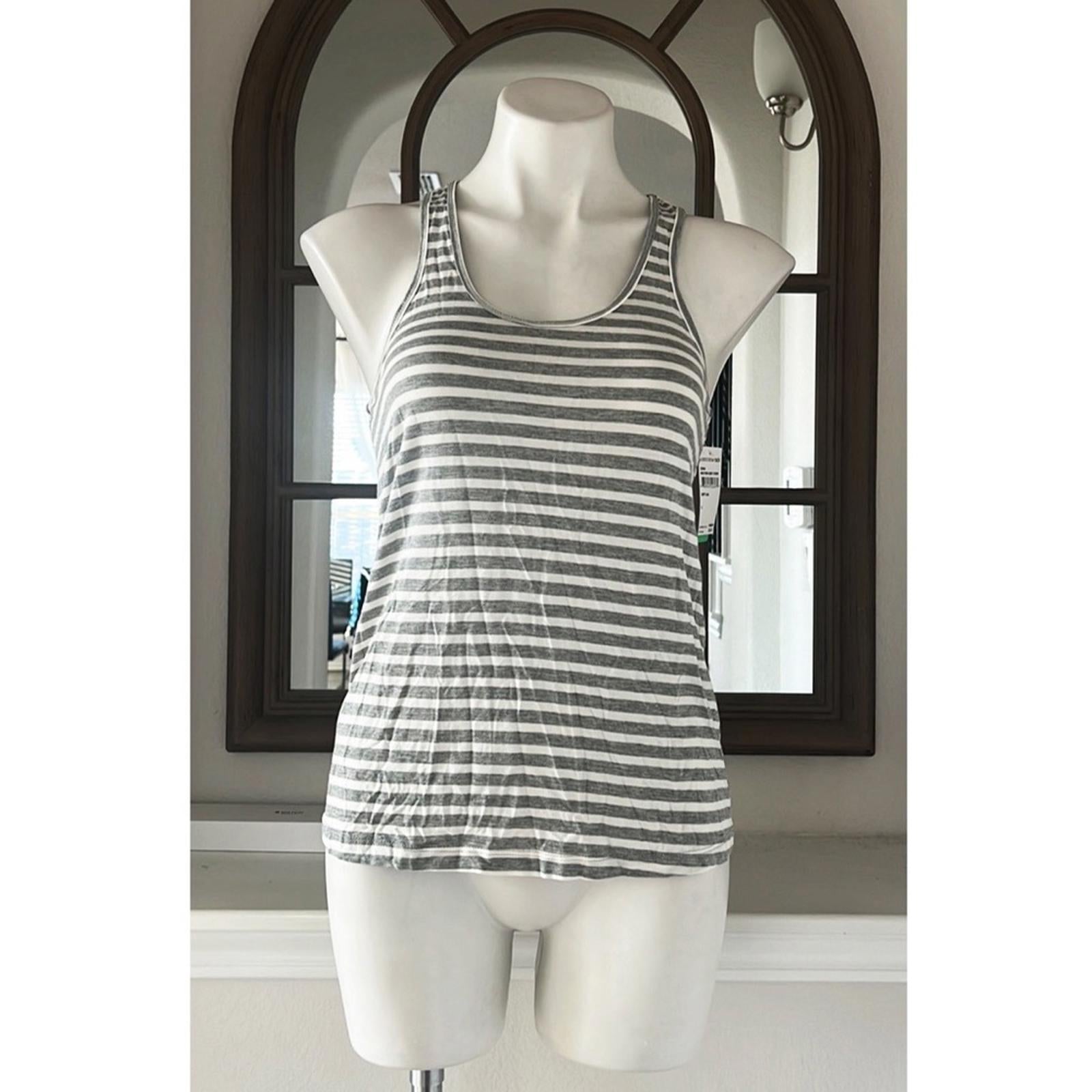 Honeydew Heather Grey Stripe Racerback Top, Size S New w/Tag Retail $48