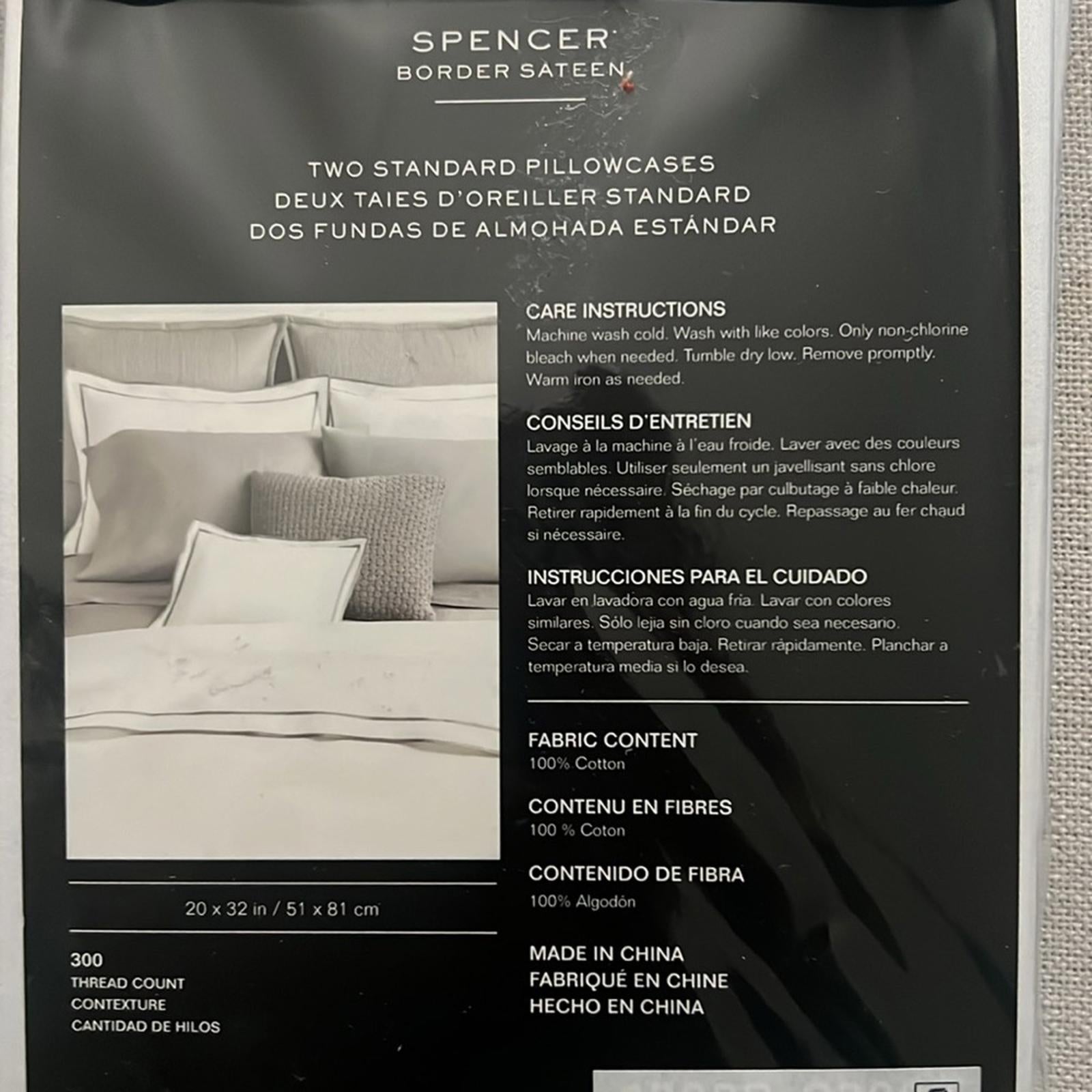 Lauren Ralph Spencer 300 Thread Count Sateen Border Pillowcase Pair NEW w/Tag