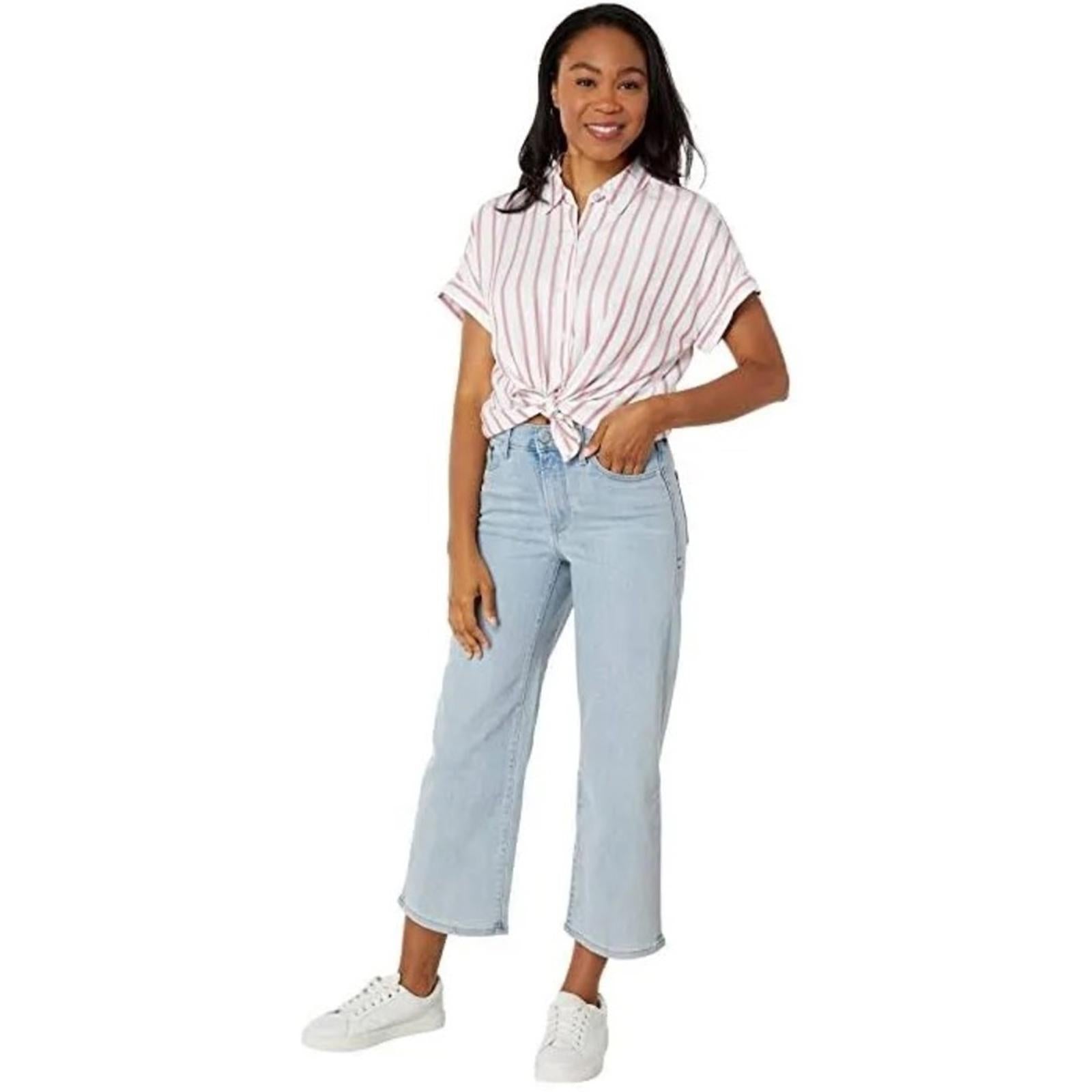 Tommy Jeans Striped Button Front Top Stapler Stripe, Size XL New w/Tag $69