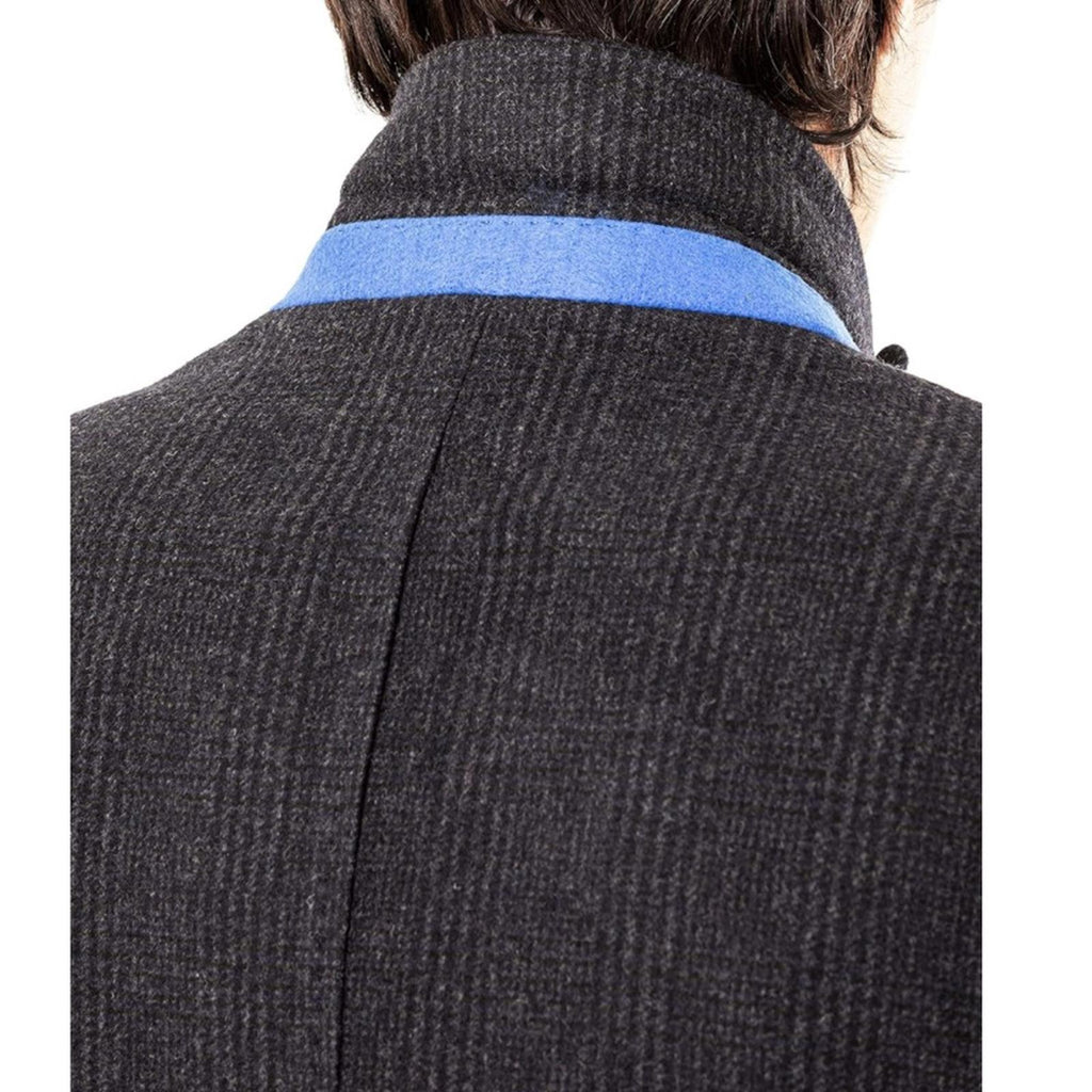 Calvin Klein Men’s Malibu Slim-Fit Charcoal Plaid Overcoat, Size 48 R NWT $495