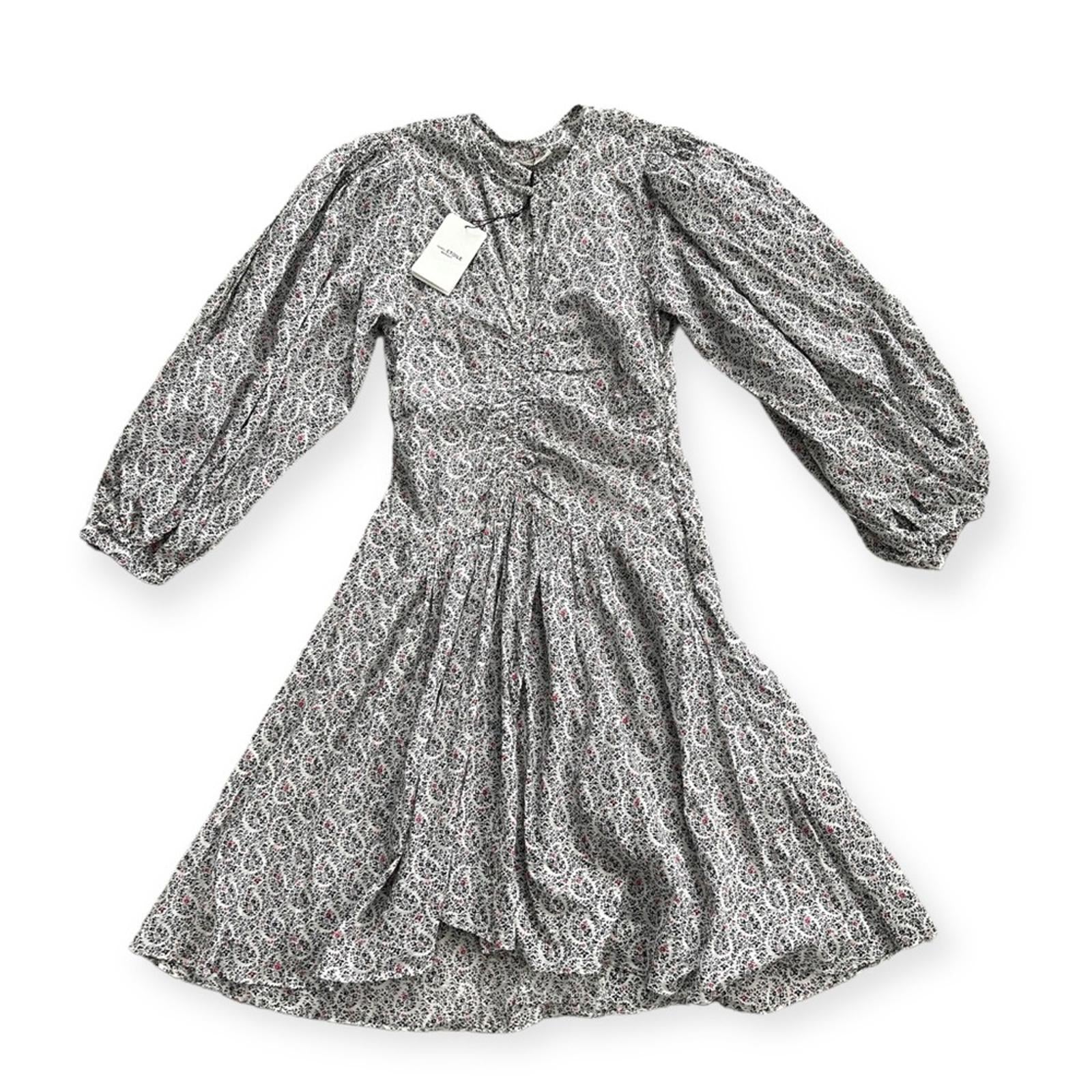 Étoile Isabel Marant Marili Ruched Blouson-Sleeve Dress, Size US4|FR34 New w/Tag