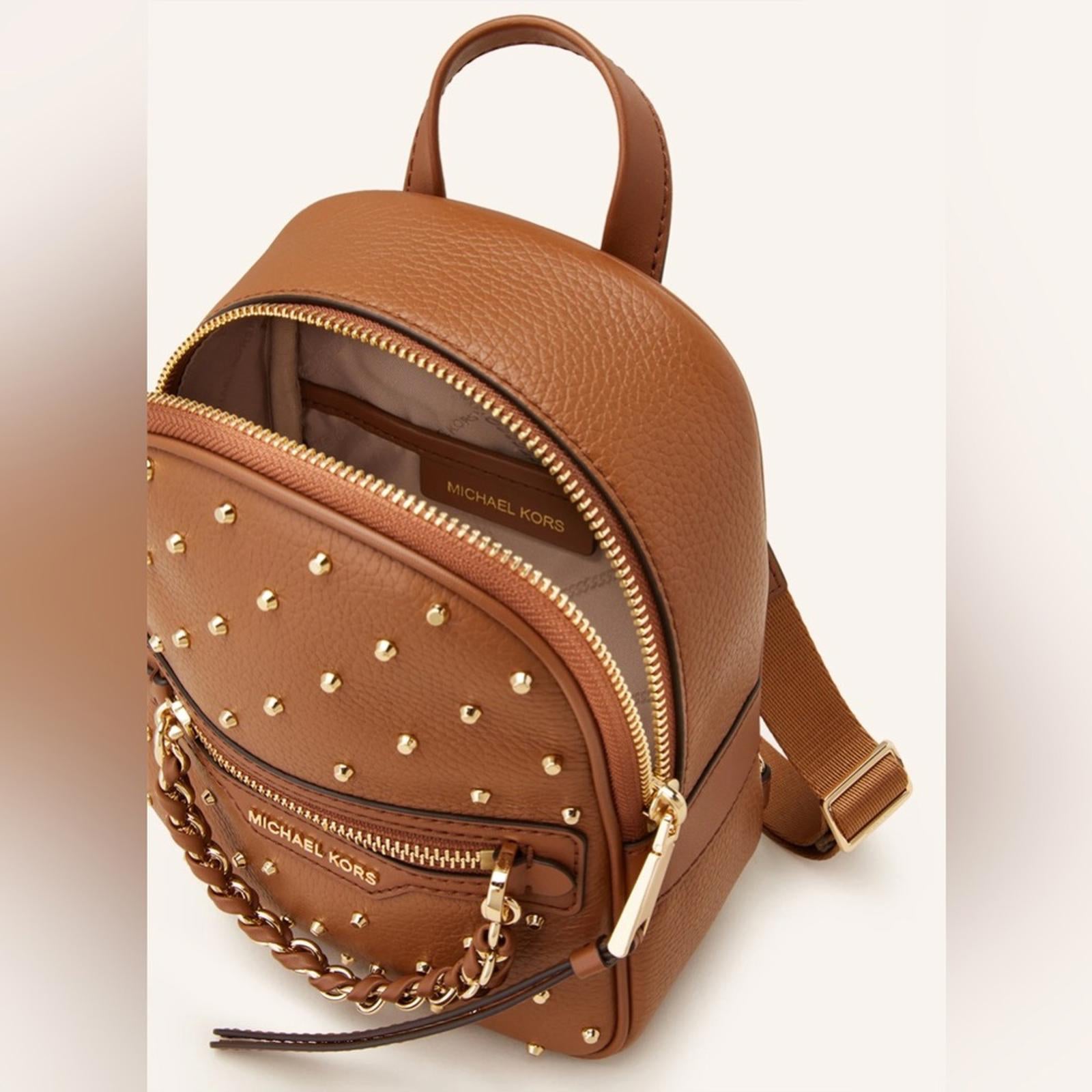 Michael Kors Elliot Messenger Leather Backpack with Rivets, New w/Tag