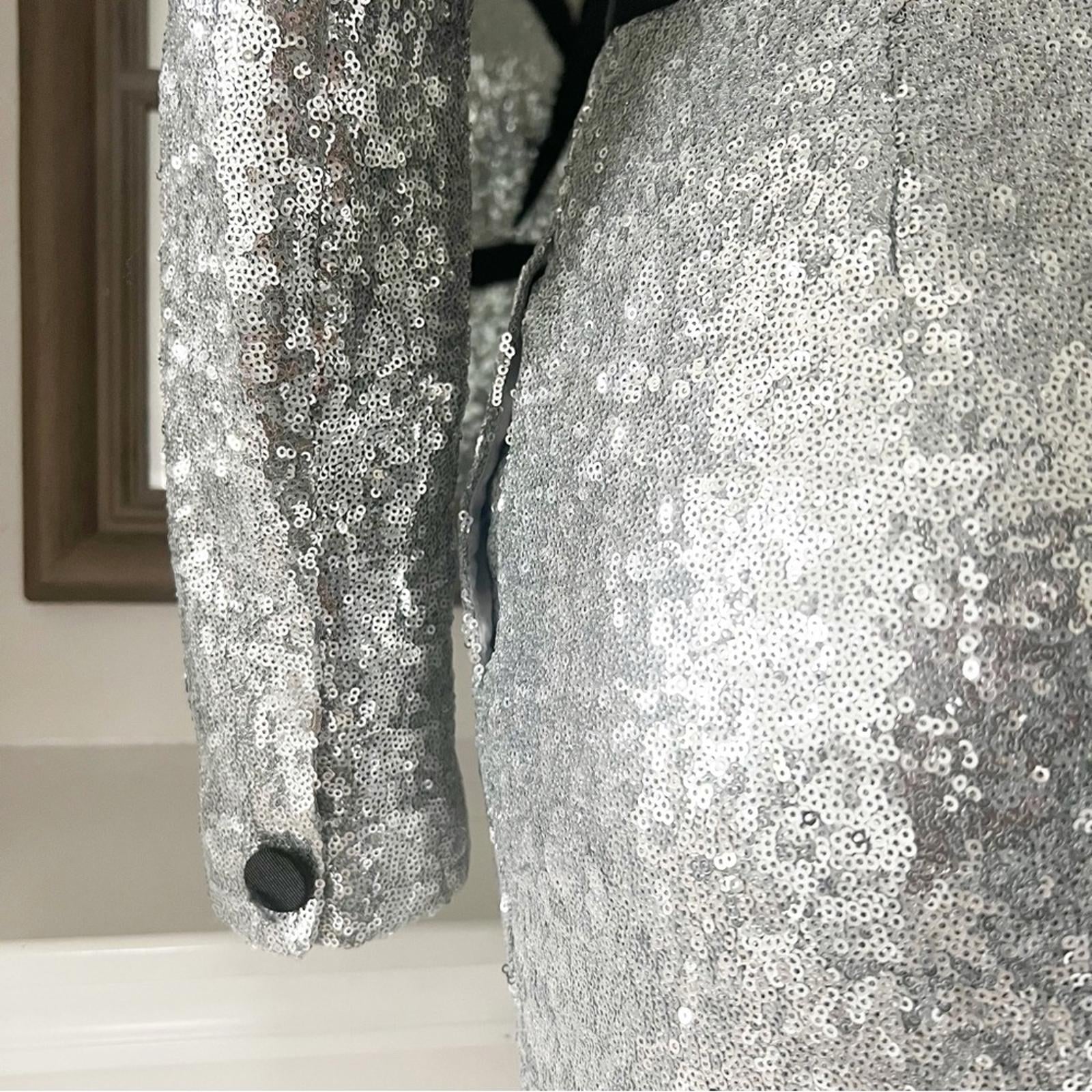 Rachel Zoe Meryl Sequin Faux Wrap Dress in Silver, Size 6 New w/Tag $345