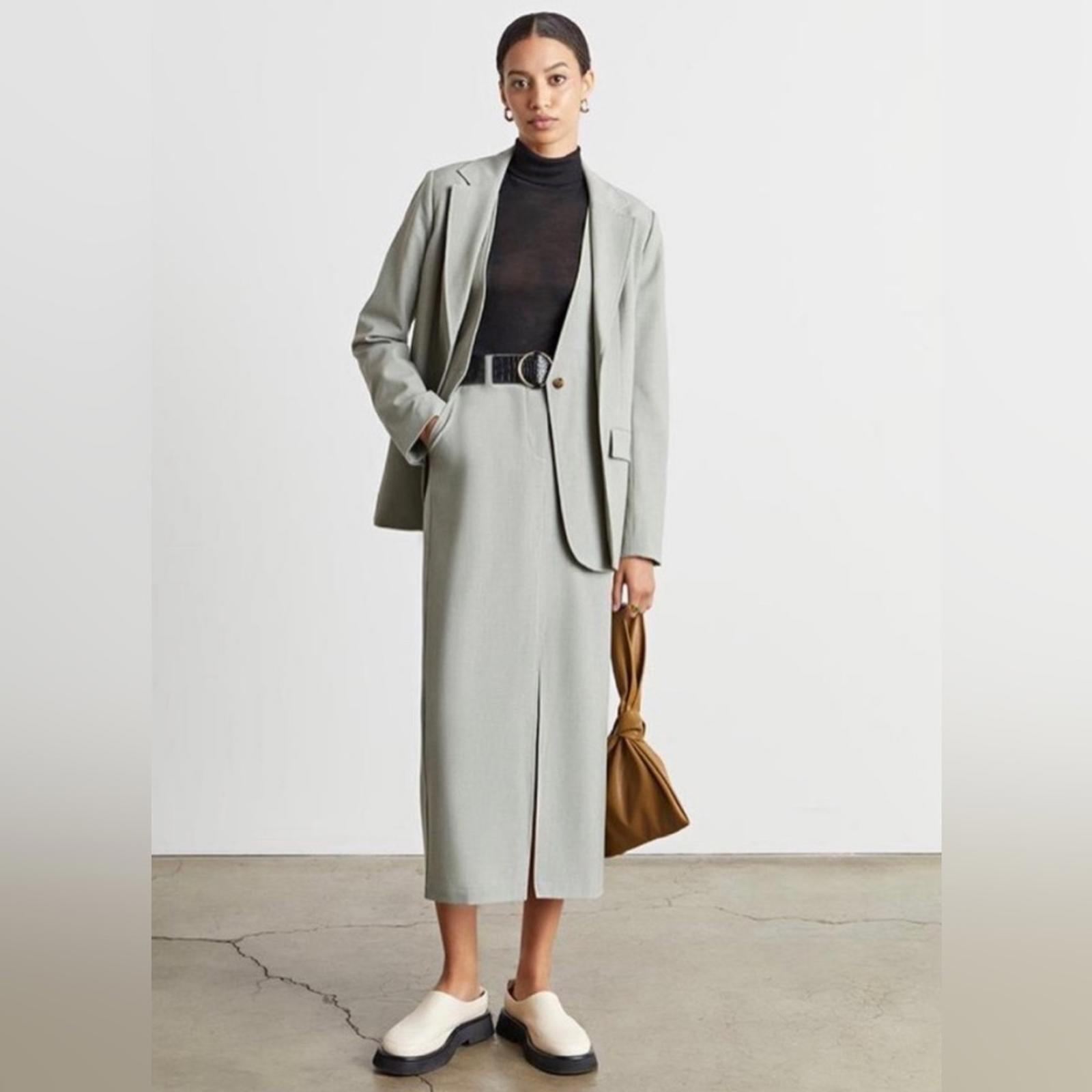 WhoWhatWear Audrey Layered Blazer in Stone Sage Green Size XL New w/Tag $228
