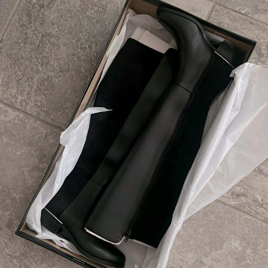 Alfani Ludlowe Black Leather Over-The-Knee Boots, Size 5.5 New in Box $169.50