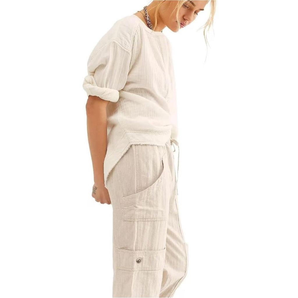 Free People Revolve Feelin Good Utility Pull-On Pants, Natural Size XS New w/Tag