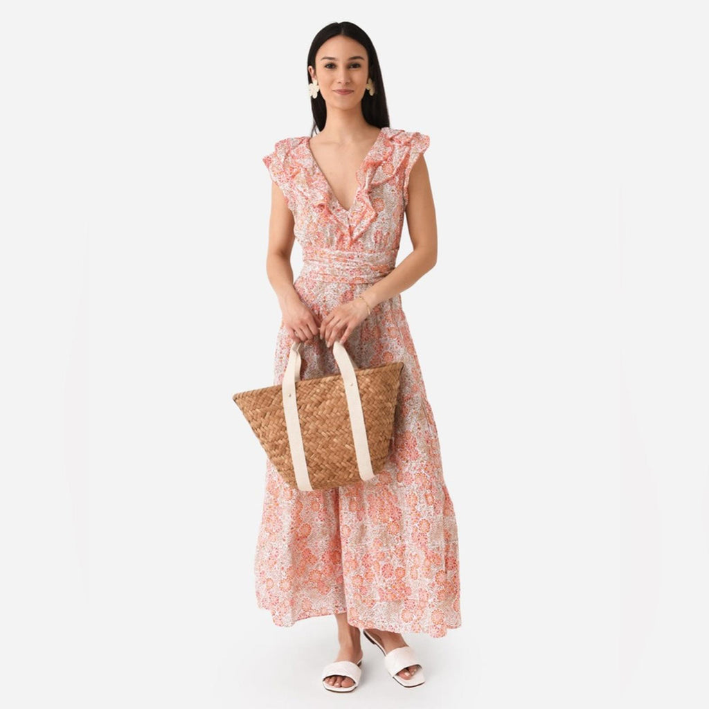 Poupette St Barth Della Long Dress, Pink Ceramique Size L New w/Tag