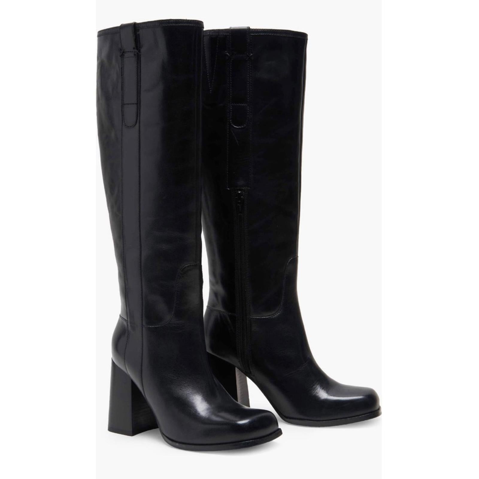 Free People Naomi Tall Leather Boots, Black, Size 6.5 New w/Tag, w/o Box