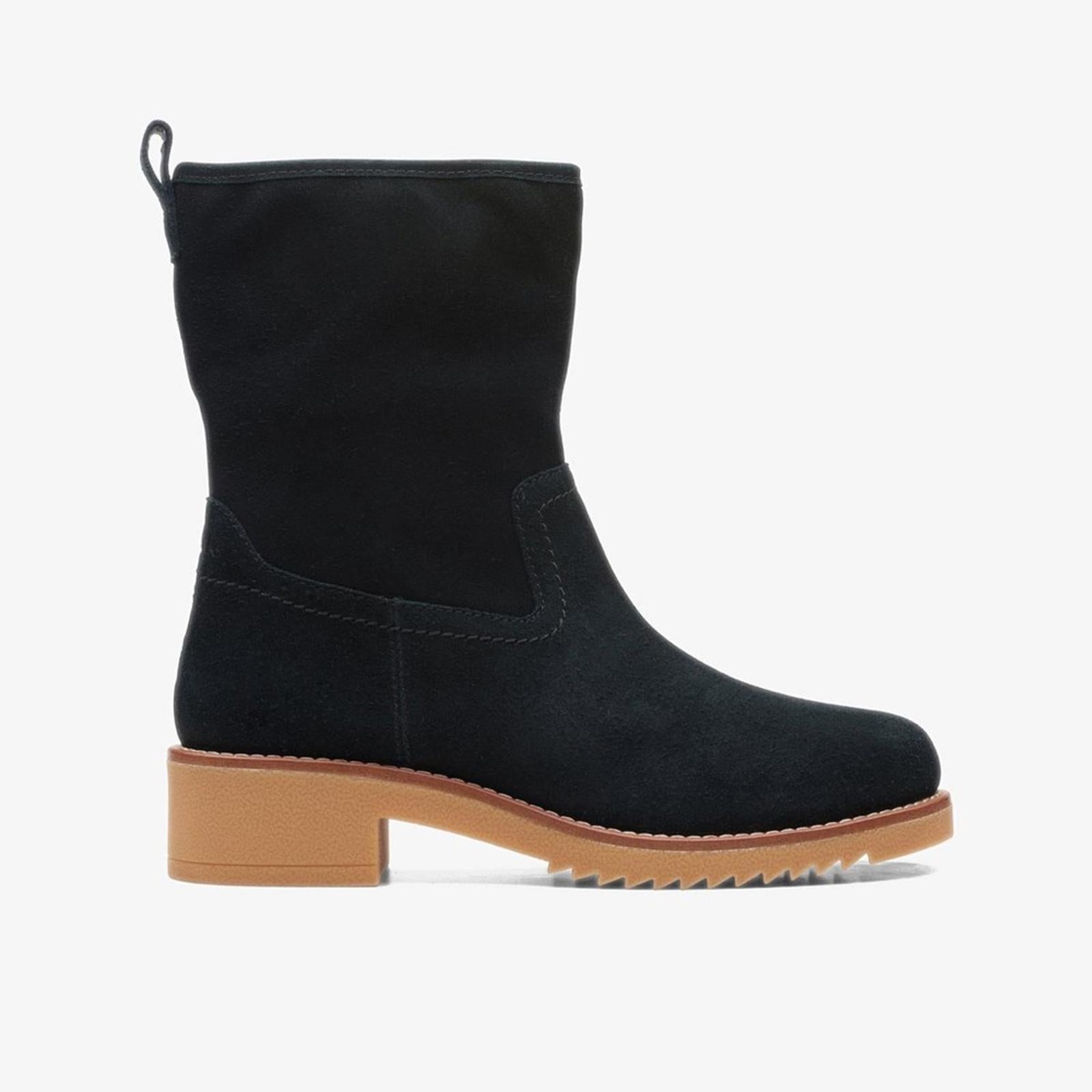 NEW Clarks Eden Mid Hi Black Suede Boots, Size UK 7, US 9.5 Retail £130