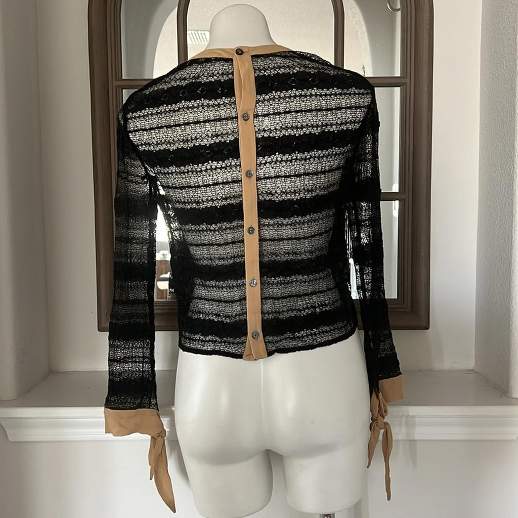 Opening Ceremony Sheer Lace Blouse in Black, Size S