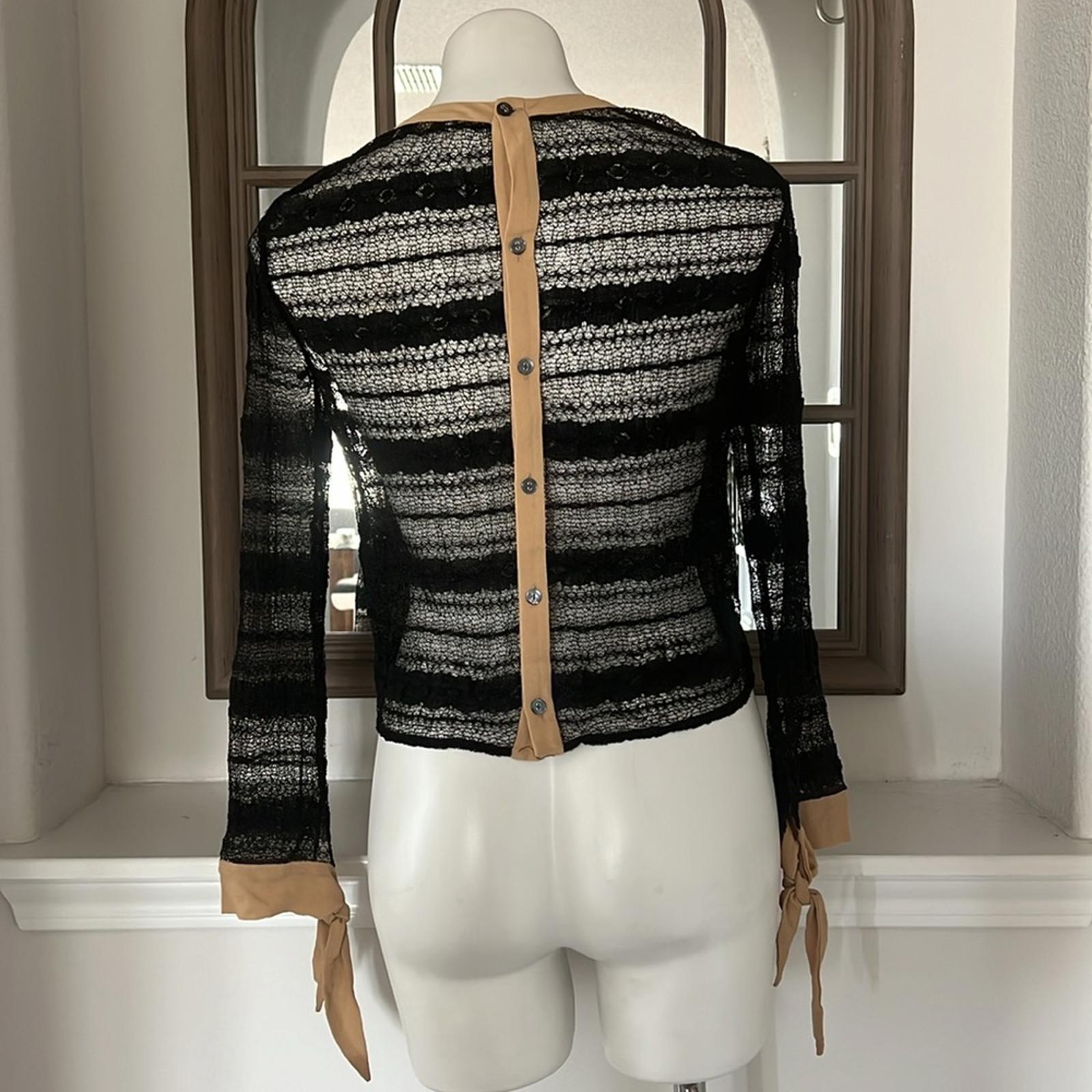 Opening Ceremony Sheer Lace Blouse in Black, Size S