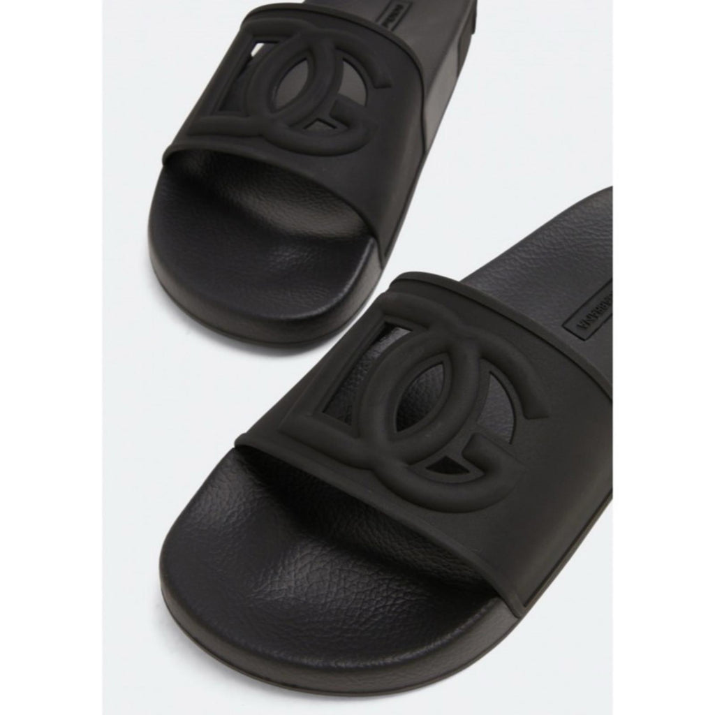 Dolce & Gabbana Rubber beachwear sliders with DG logo Size 35, New in Box