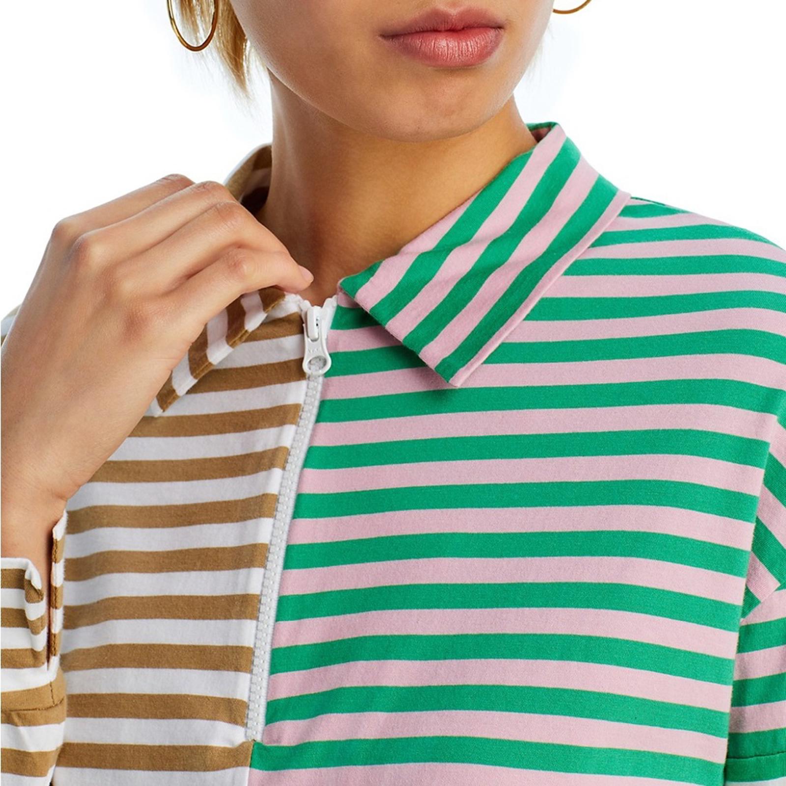 Kule The Beck Zip Neck Top Sweatshirt in Green Multi, Size S New w/Tag $168