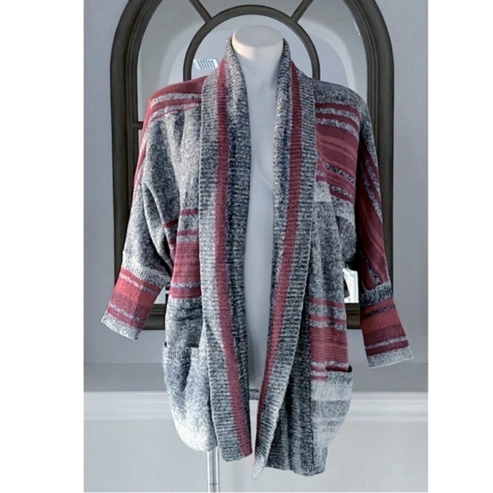 Nic+Zoe Santa Monica Open Front Cardigan w/Long Sleeves, Pink Multi Size S NWT