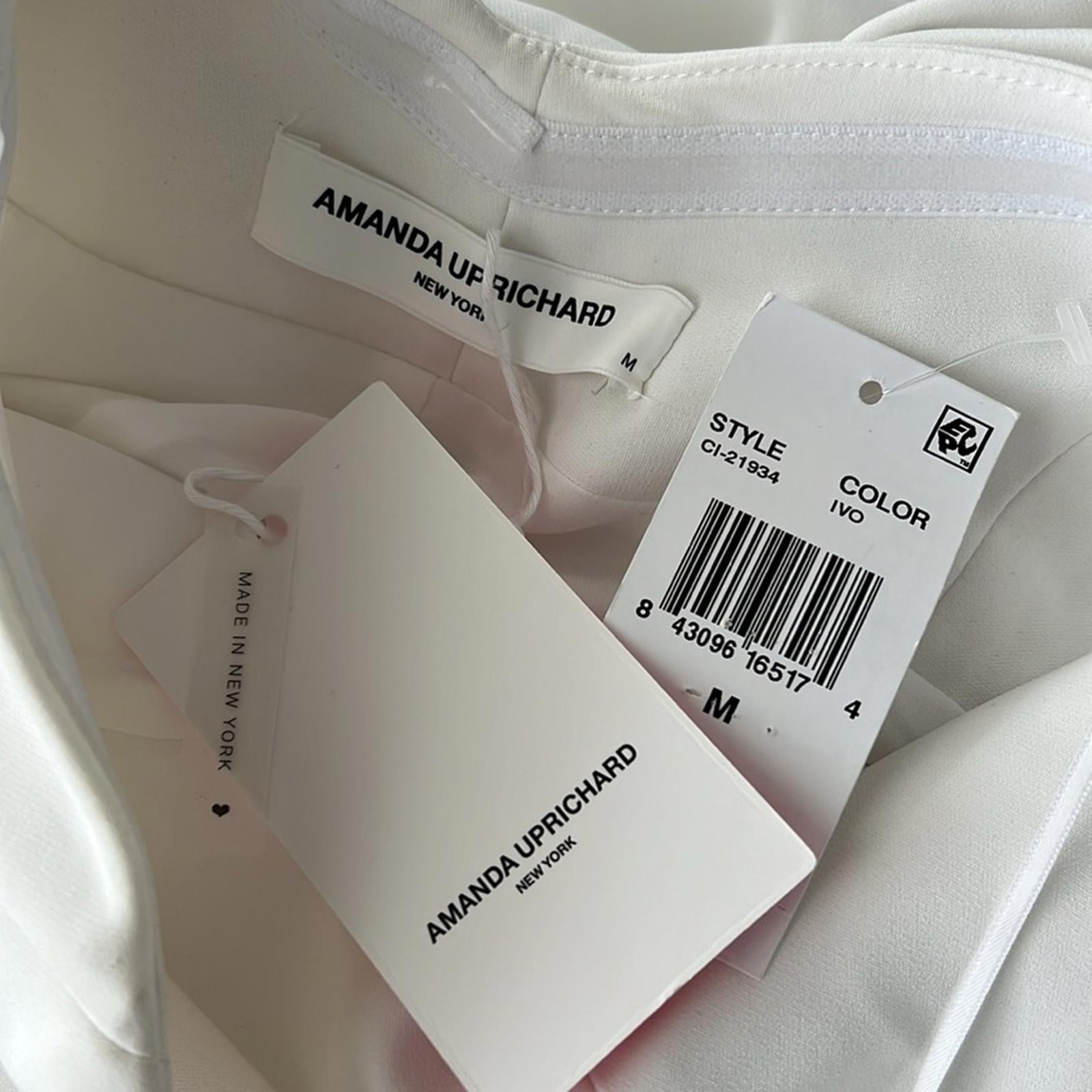 Amanda Uprichard Bellavia Bow Back Midi Strapless Sheath Dress White, Size M NWT
