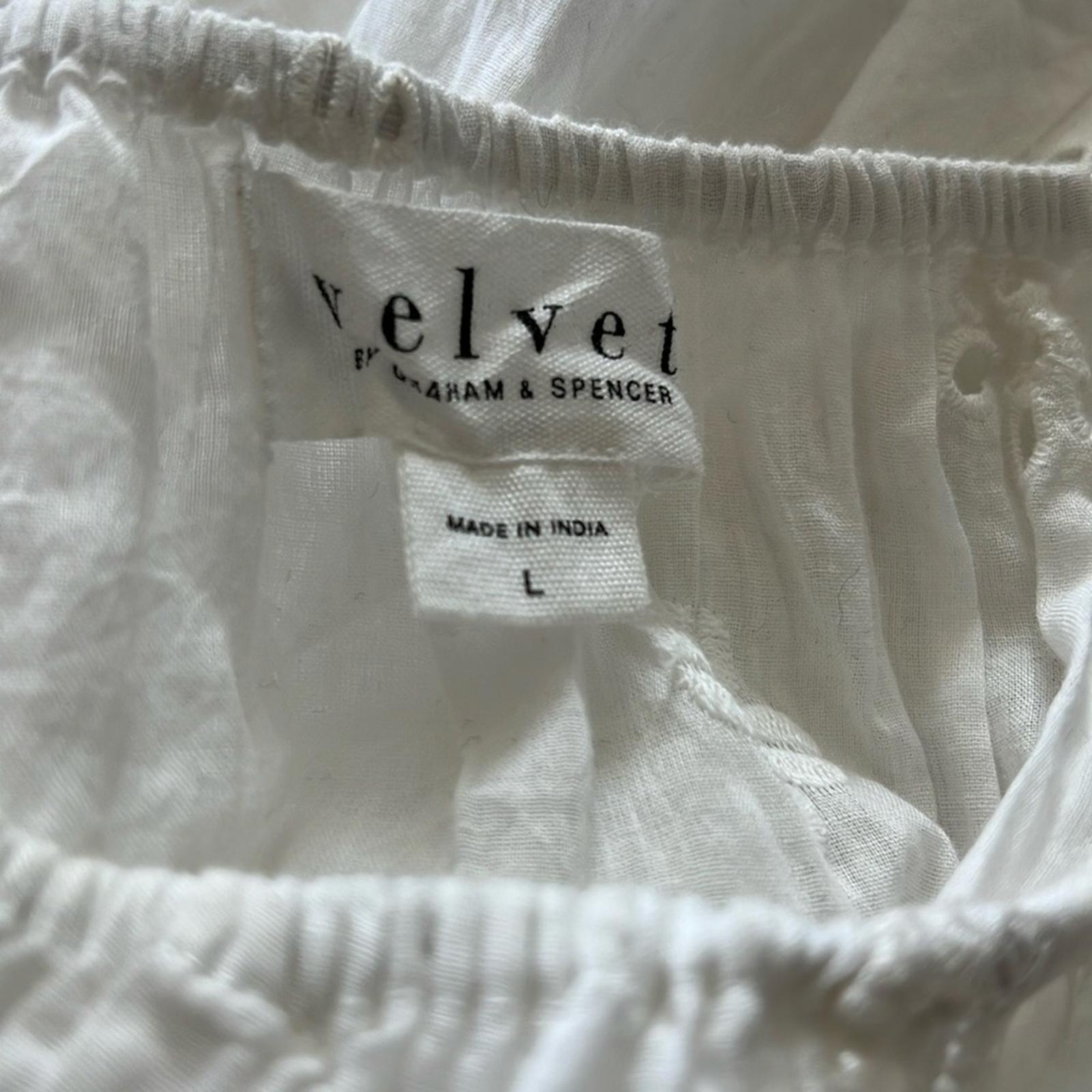 Velvet by Graham & Spencer Gracie Cotton Eyelet Dress in White, Size L NWT $216
