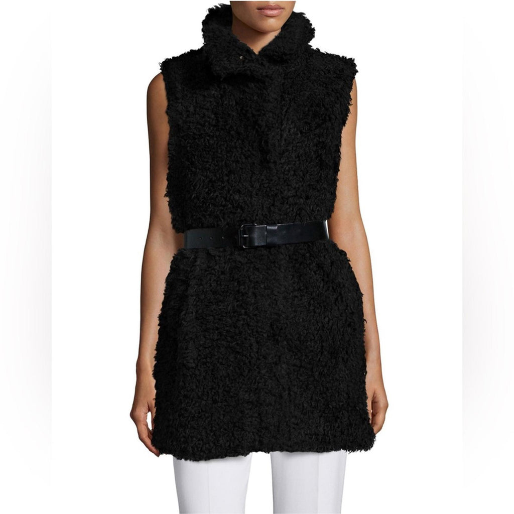 Theory Visterna B. Faux-Fur Vest Black, Size S Retail $395 (Excellent Condition)