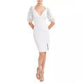 Bcbgmaxazria Embroidered Sleeve Evening Dress in Off-White, Size 12 NWT $298