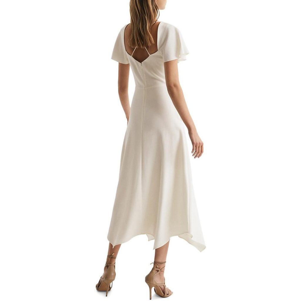 REISS Eleni Flutter Sleeve Midi Dress, Size UK 6, US 2 New w/Tag Retail $385