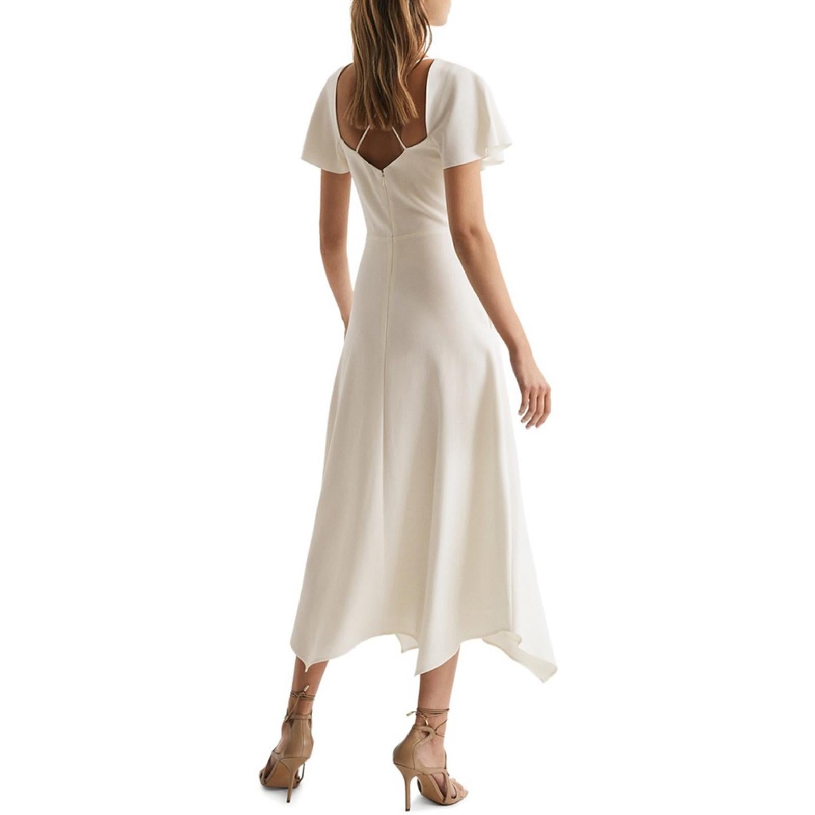 REISS Eleni Flutter Sleeve Midi Dress, Size UK 6, US 2 New w/Tag Retail $385