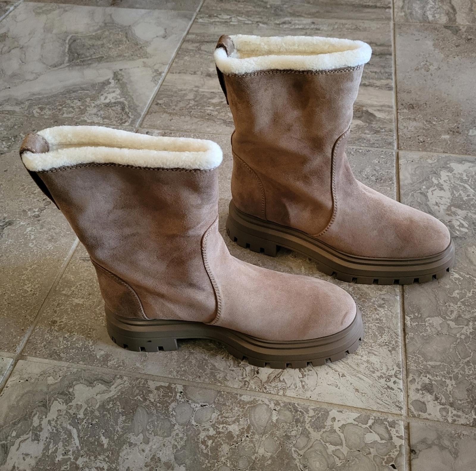 Stuart Weitzman Bedford Suede Shearling Winter Booties, Size 41.5/11 New in Box