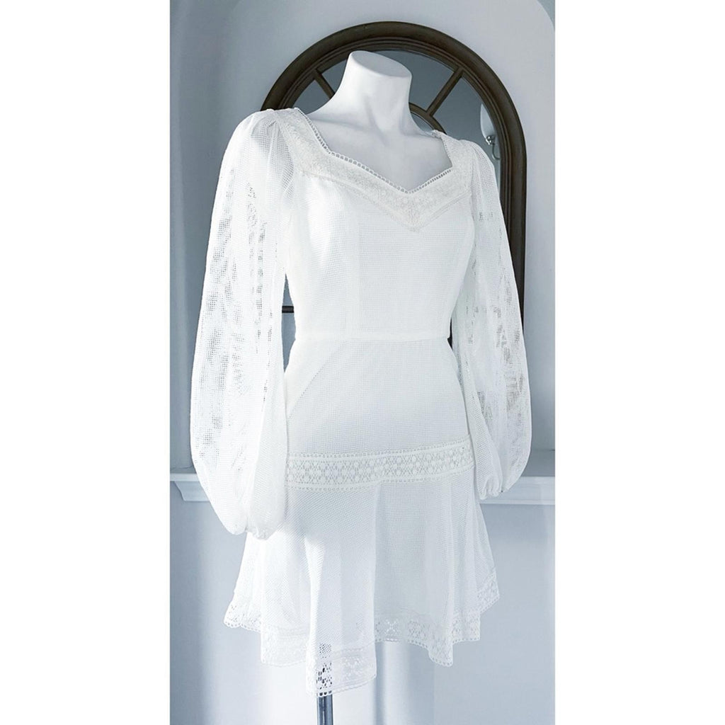 BCBGMaxazria Mesh Mini Dress in Off White, Size 2 New w/Tag Retail $268