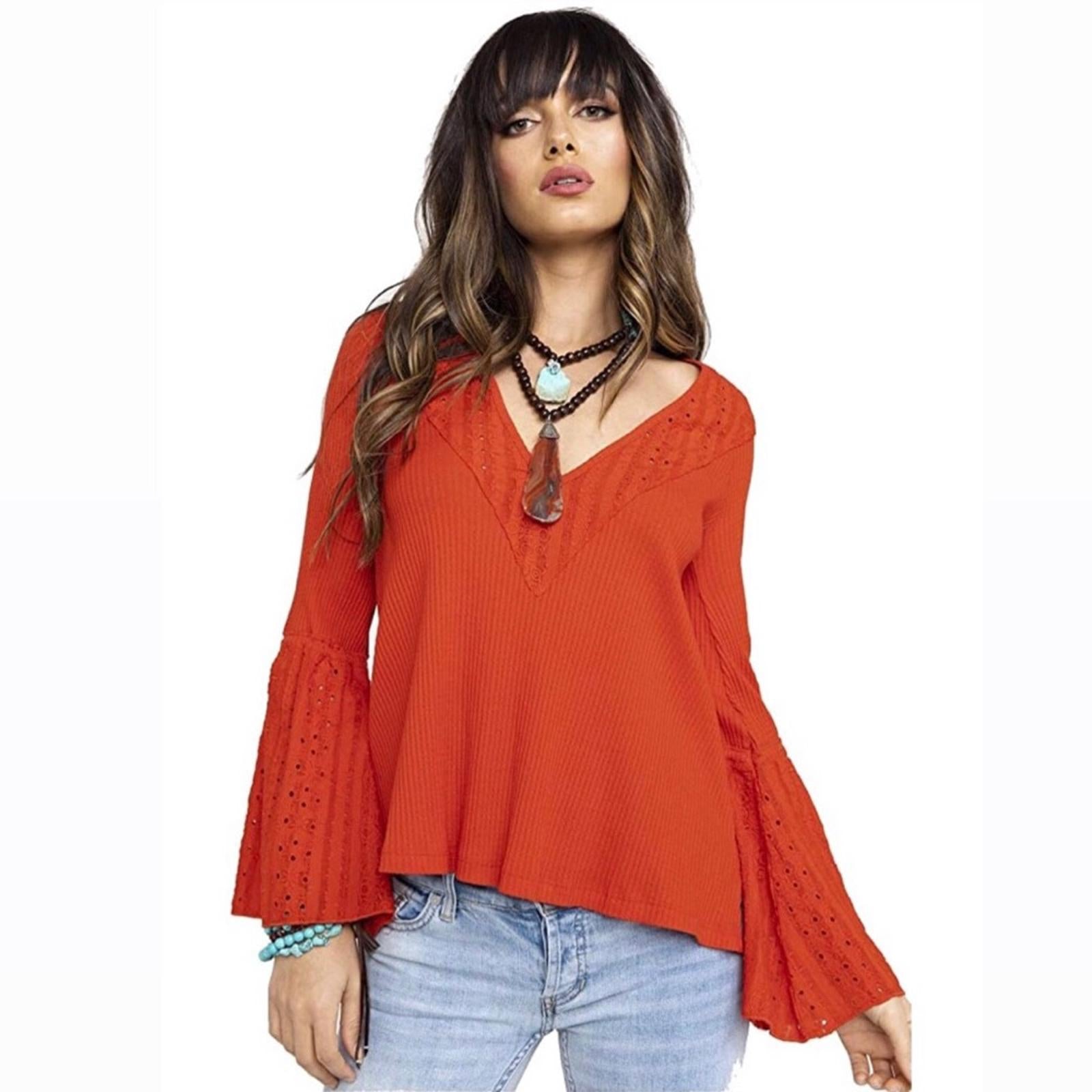 Free People Parisian Nights Top in Vermillion, Size S New w/Tag