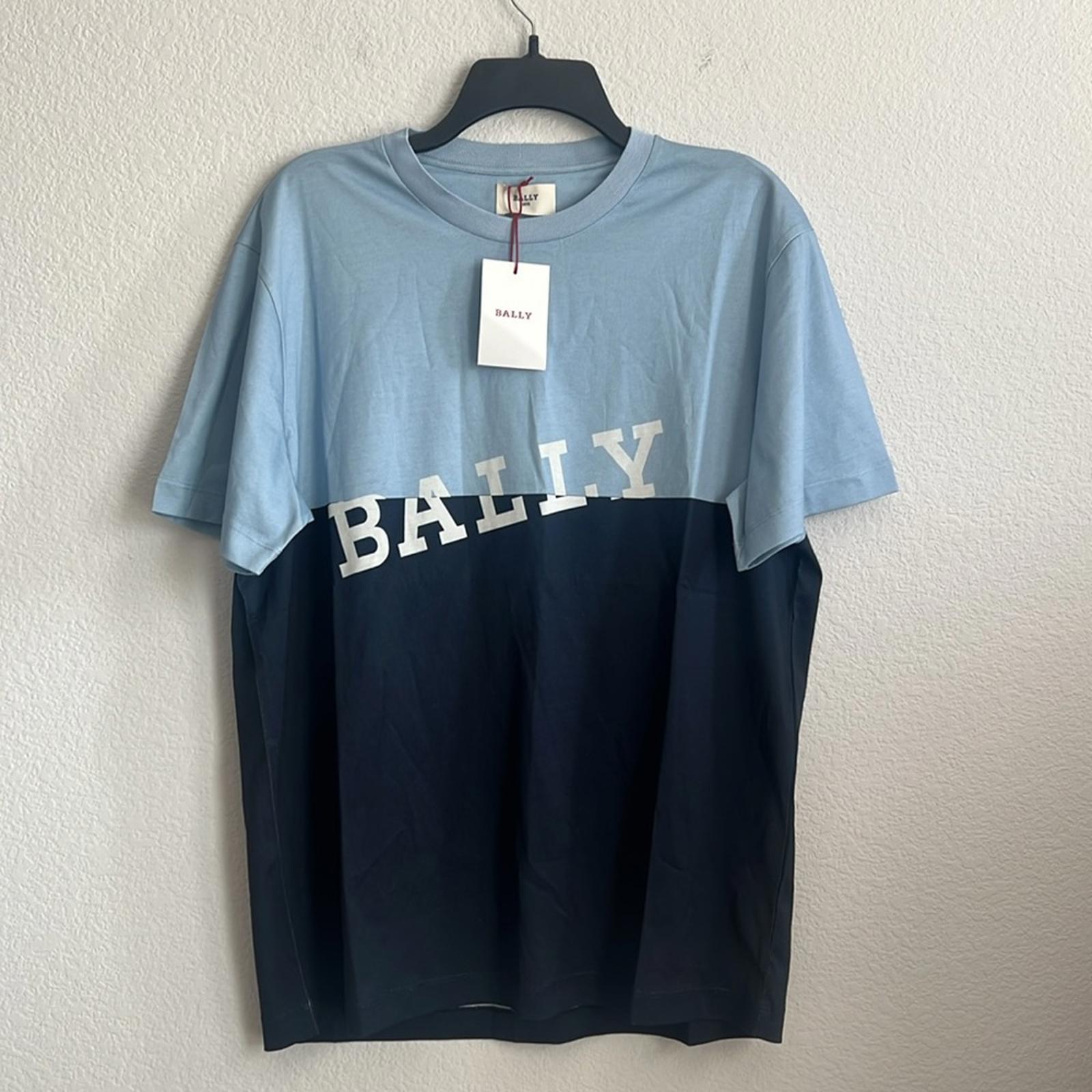 Bally Men’s Colorblock Logo Tee in Poolside/Midnight, Size M. NWT